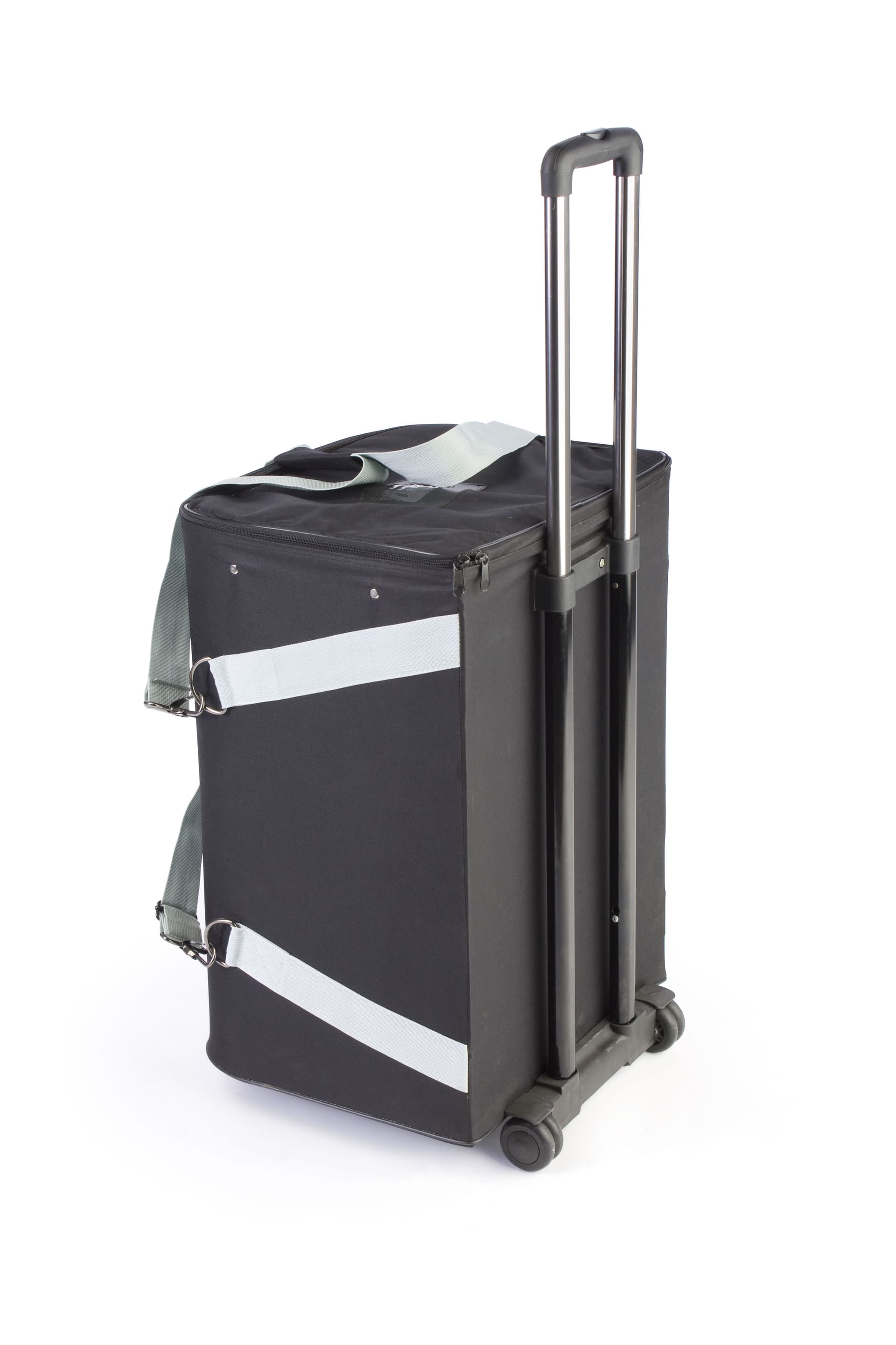 Pop up counter stand with rolling travel case