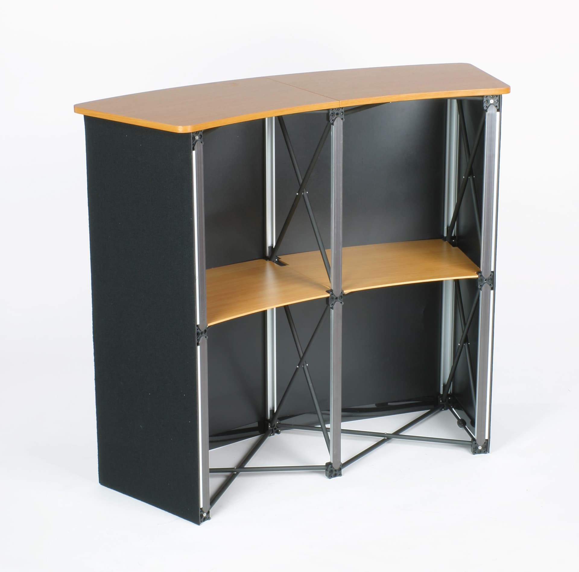 Step and repeat promo booth kit with portable counter with rear storage