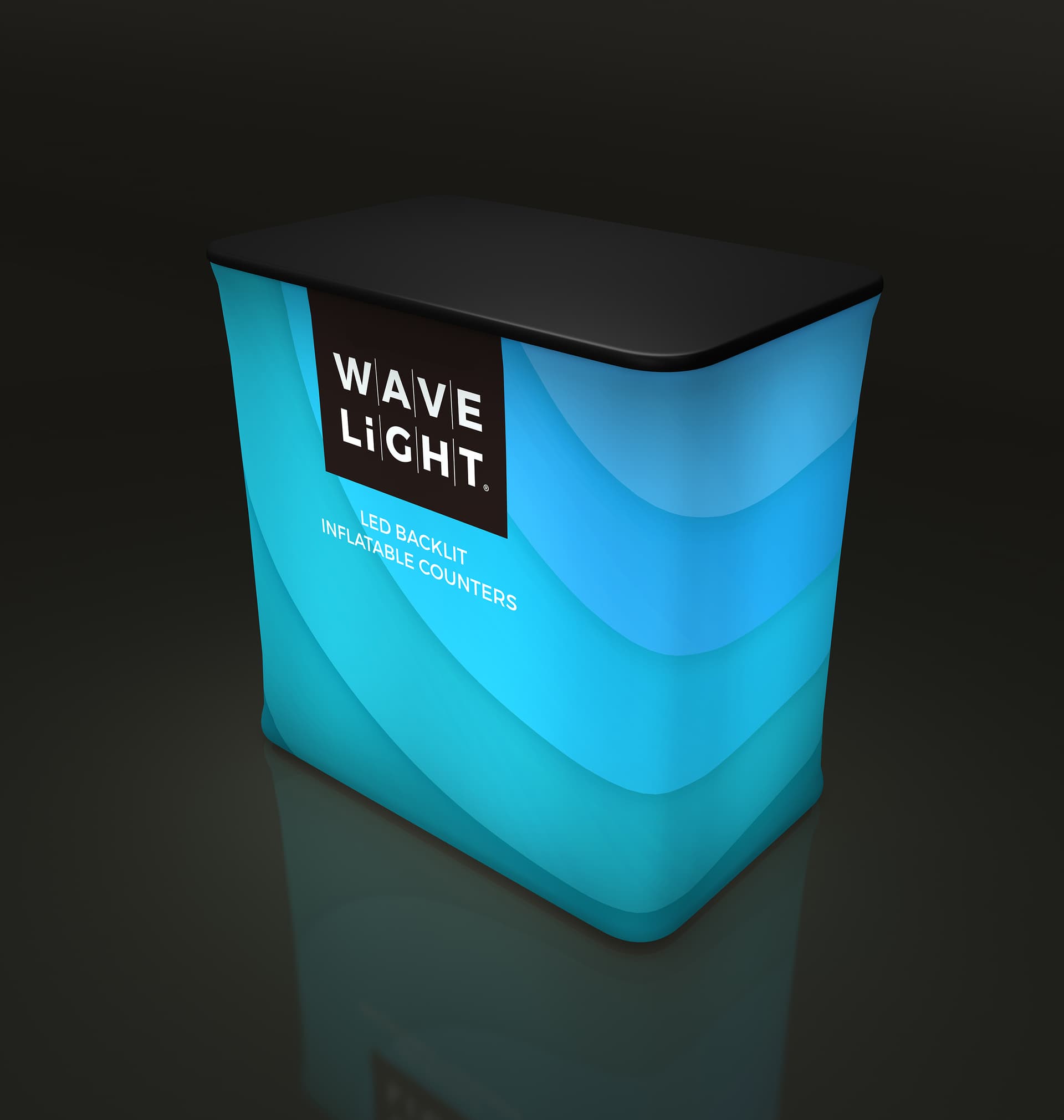 WaveLight® Air inflatable backlit rectangular counter with sturdy black plastic top