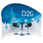 8'w Curved Trade Show Display with Custom Graphics, Black Table Set Included