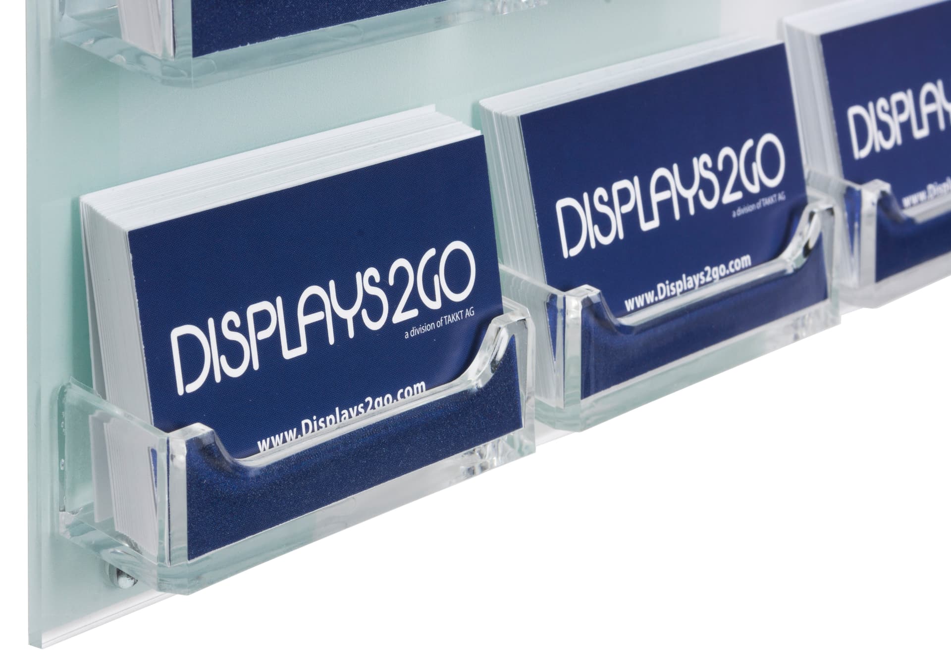 Business Card Wall Mount with Custom Header, Clear Pockets