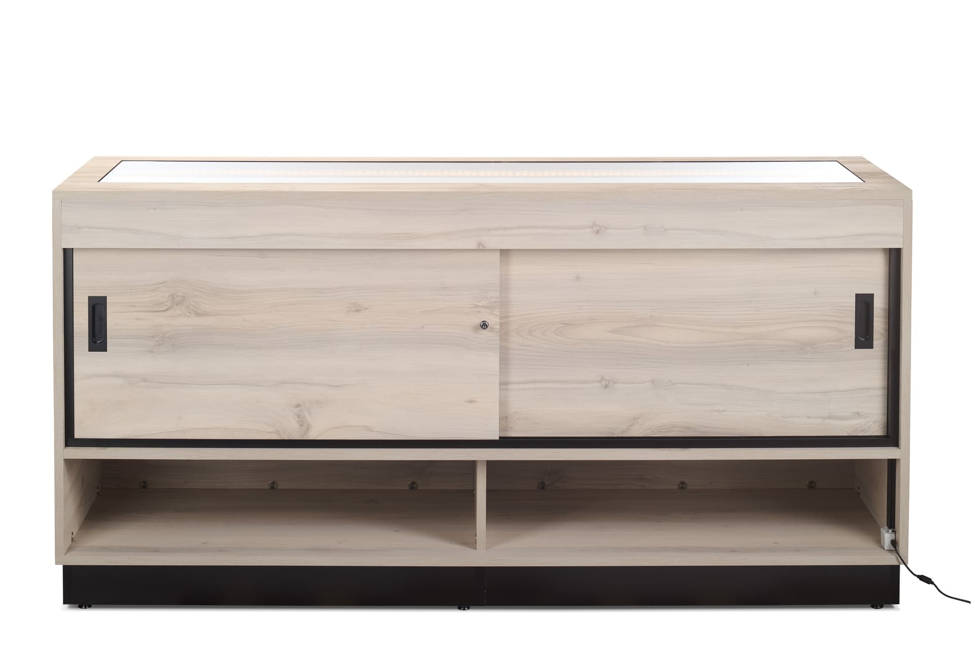 Wooden display showcase with lockable doors