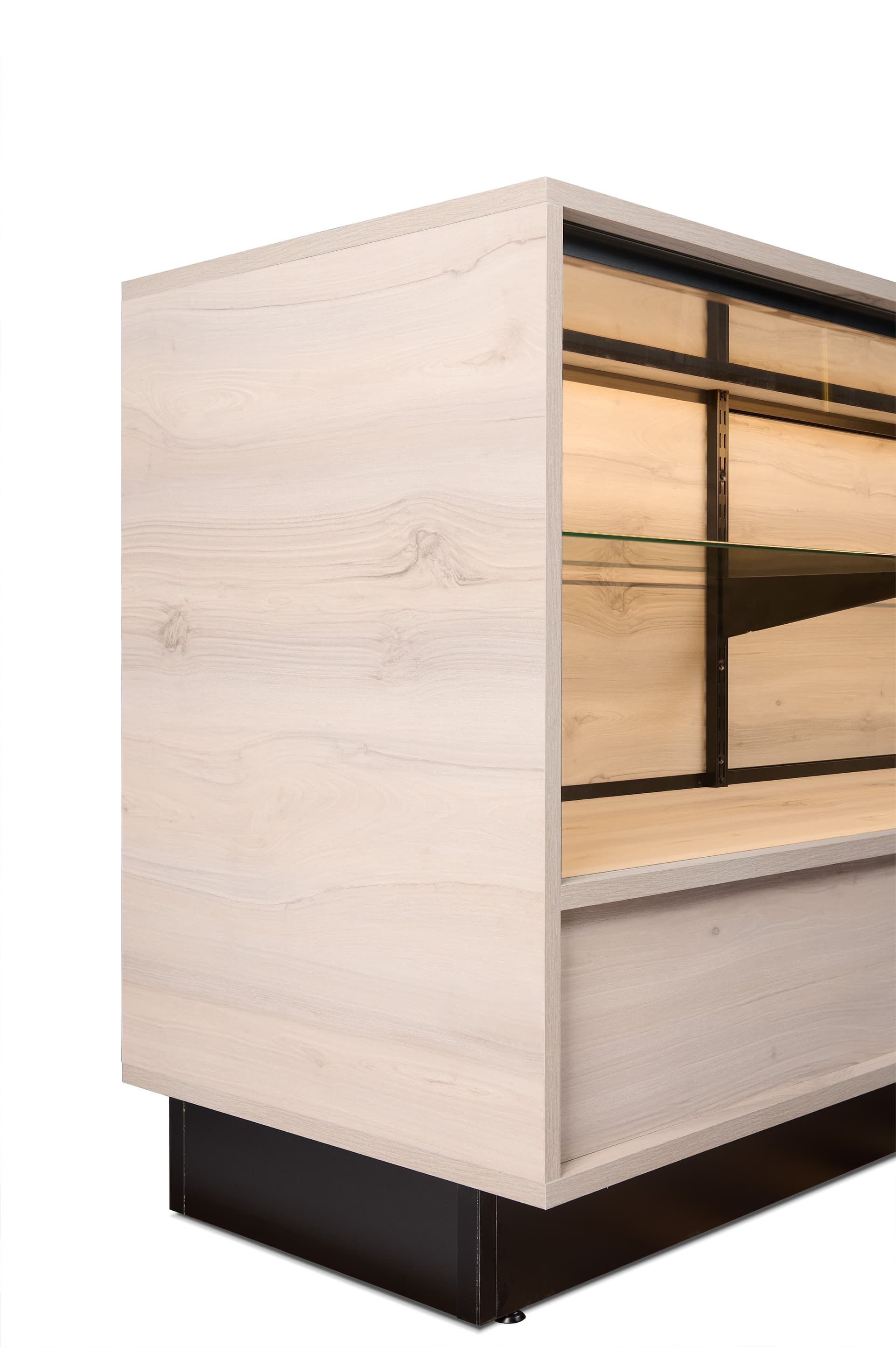 Wooden display showcase with adjustable shelf