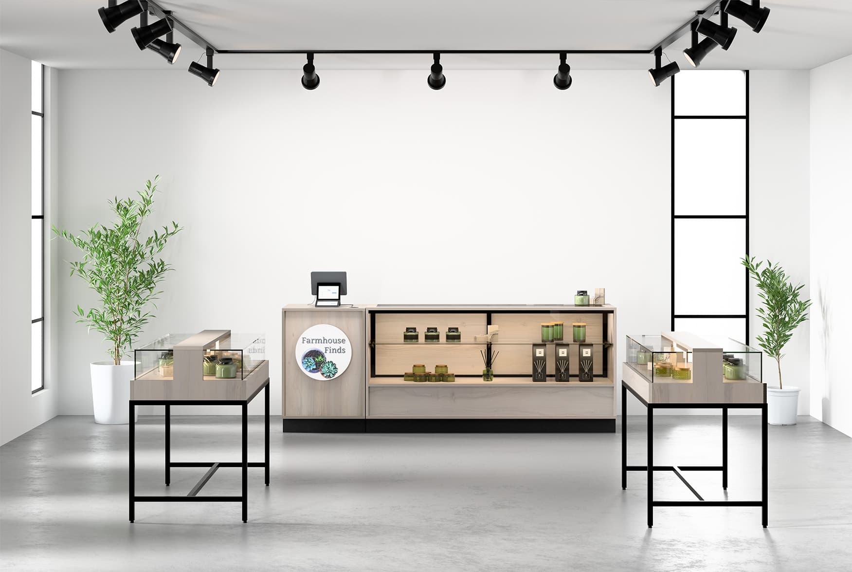 Wood host stand in retail environment