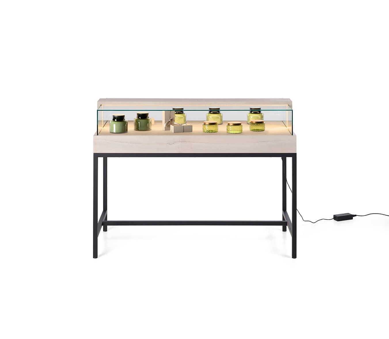 Dispensary display case with eco-friendly design