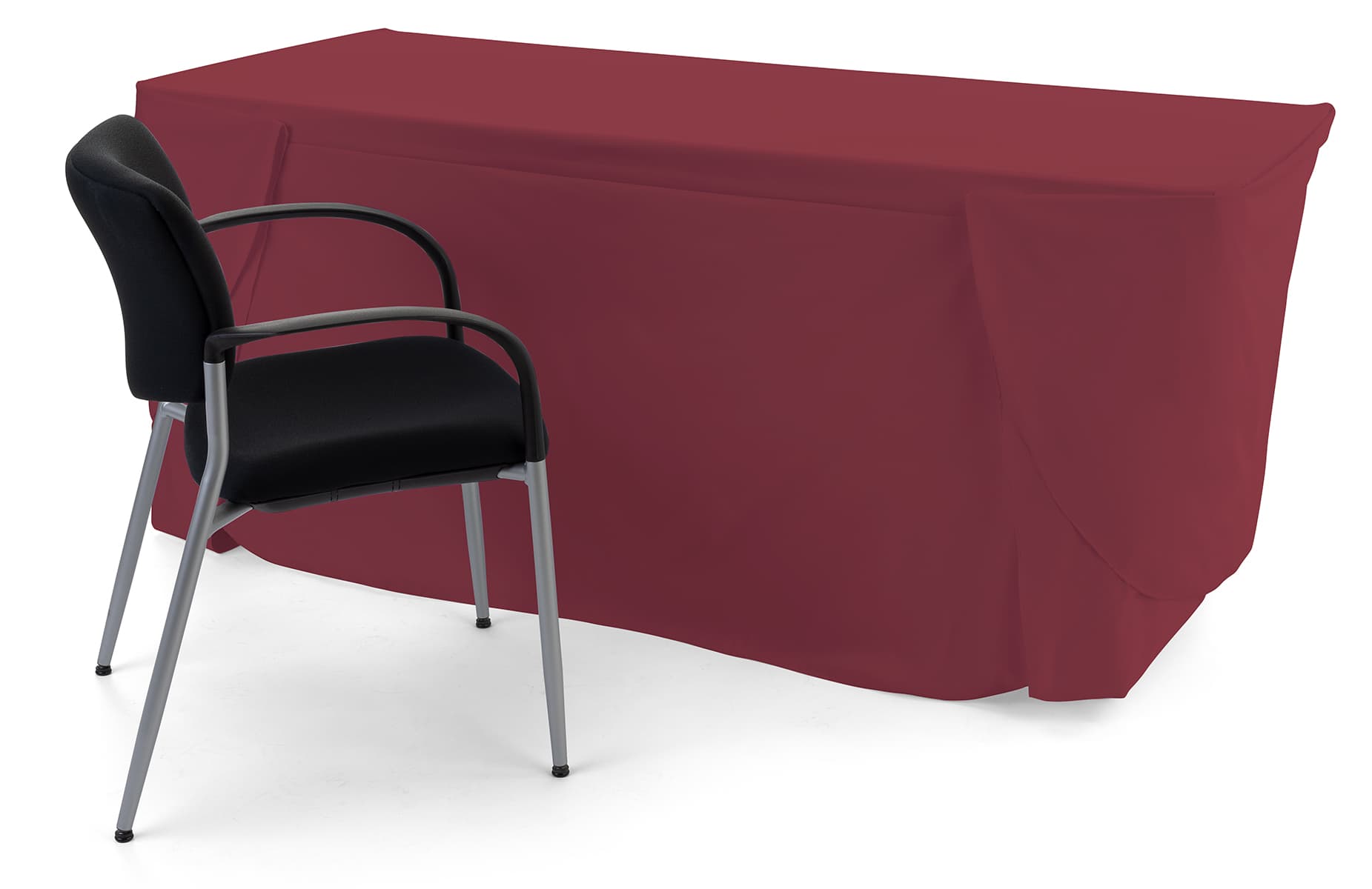 Convertible table cover with custom printing for 6 or 8 foot tabletops