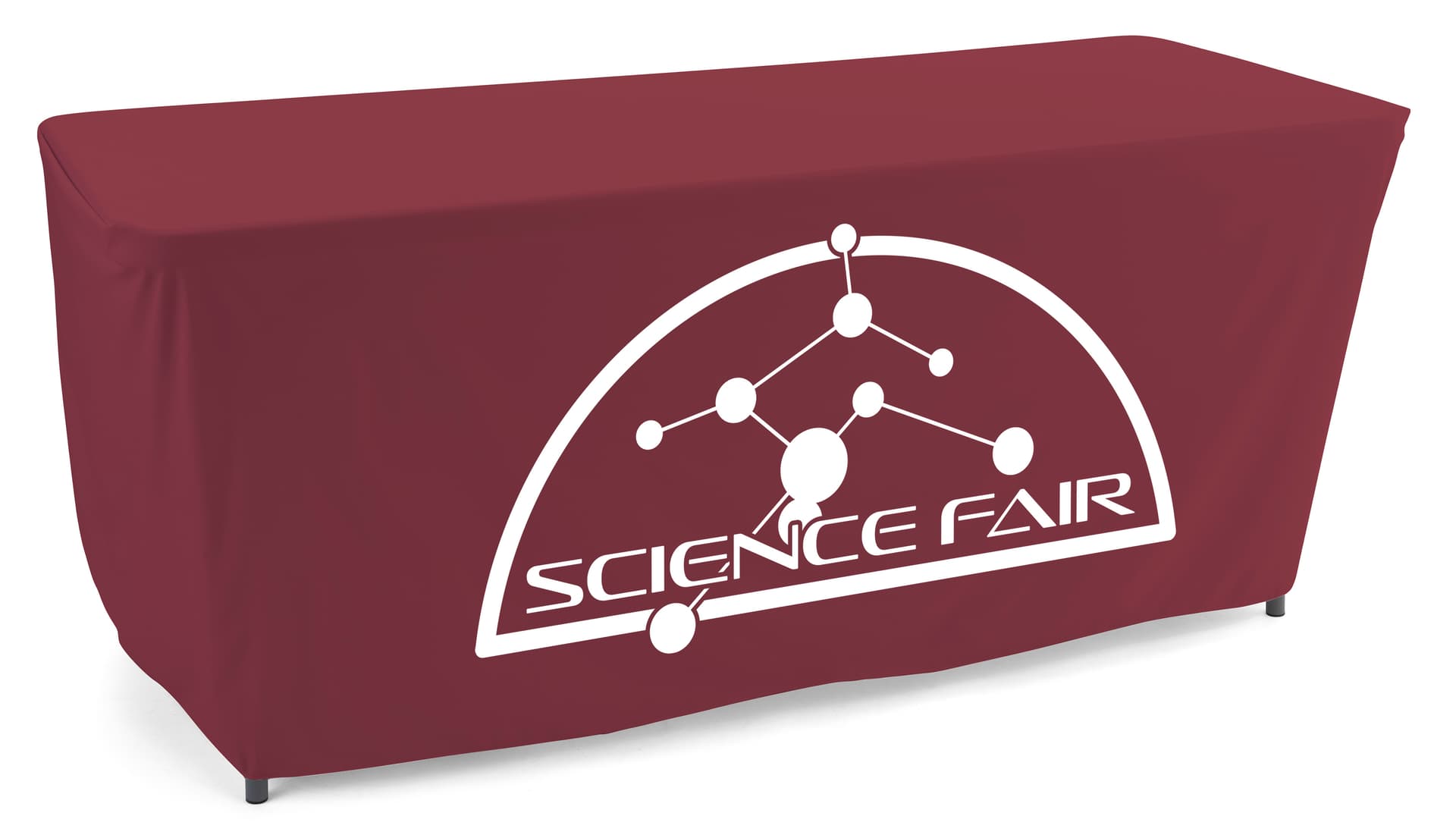 Purple convertible table cover with custom printing and polyester material