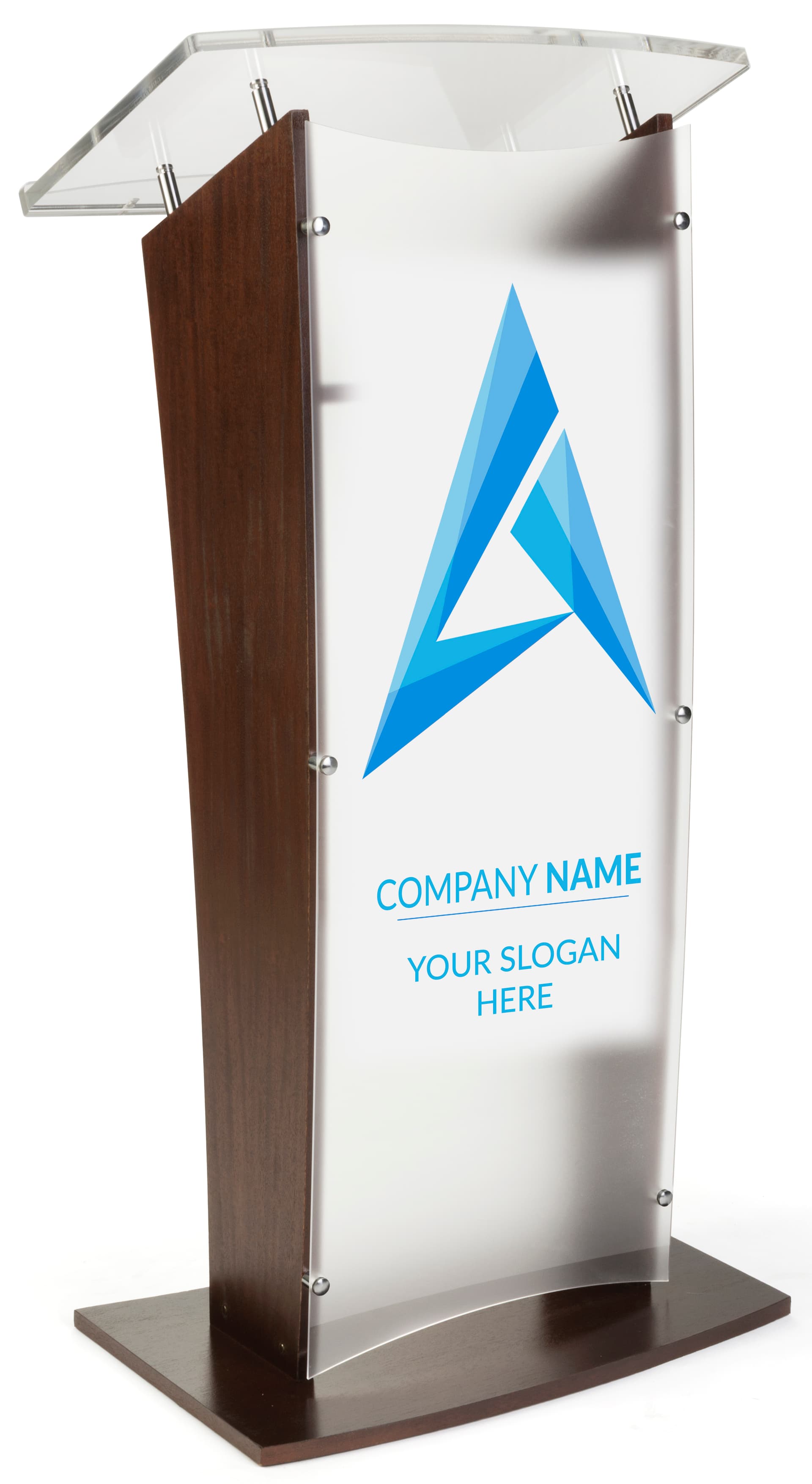 Custom Graphic Acrylic and Wood Podium, Full Panel