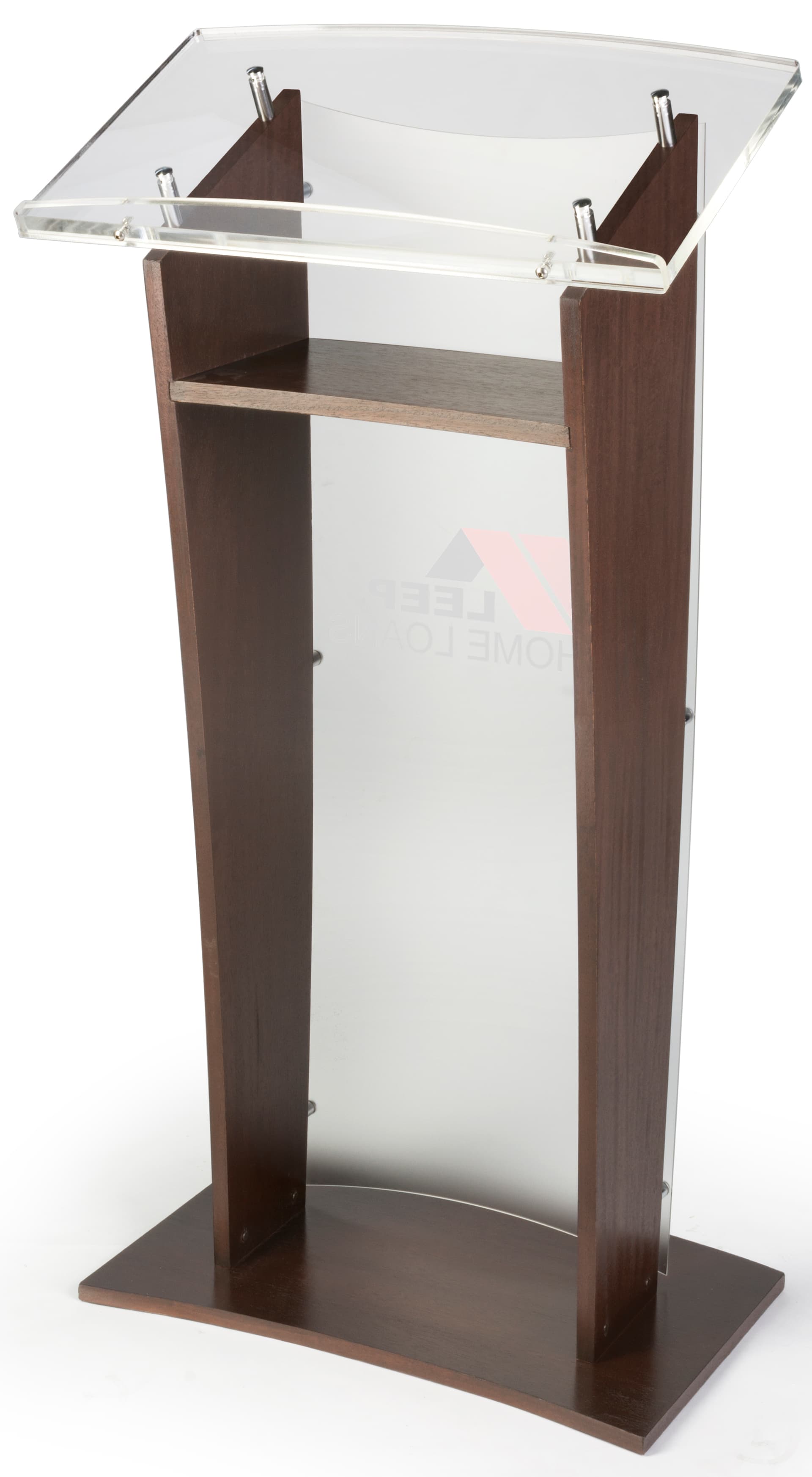 Custom Graphic Acrylic and Wood Podium with Shelf