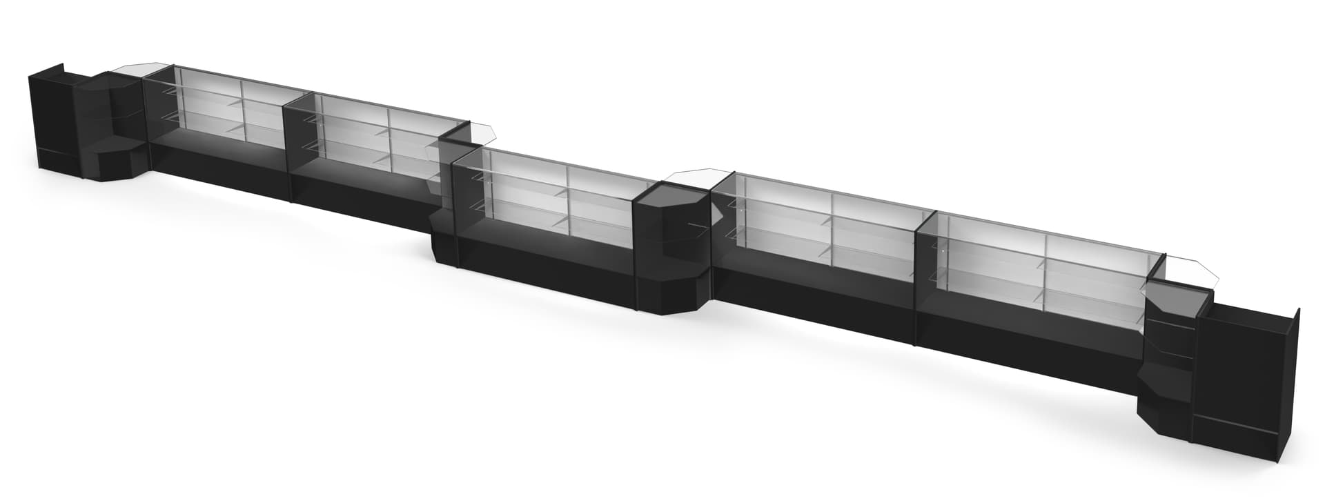 Black economy sales counter with modular 15 piece design