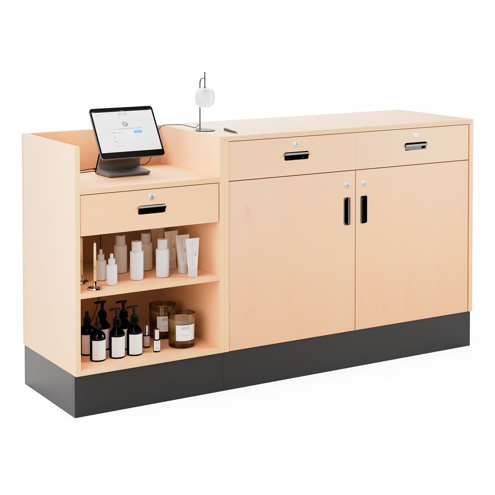 2-piece cash wrap offers lots of room for merchandise or supplies