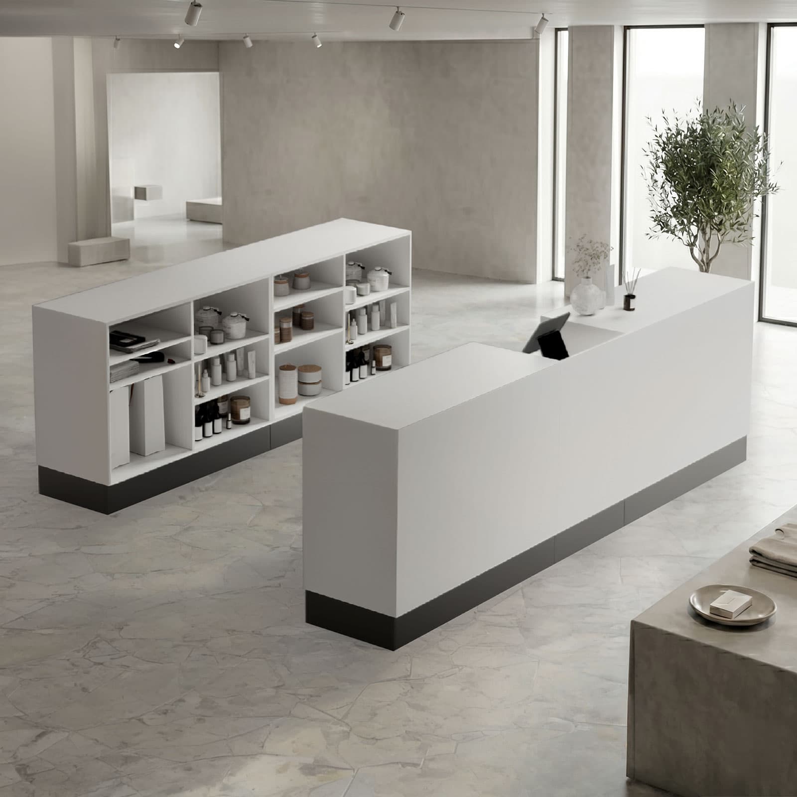 3-piece cash wrap shown in a sophisticated retail interior