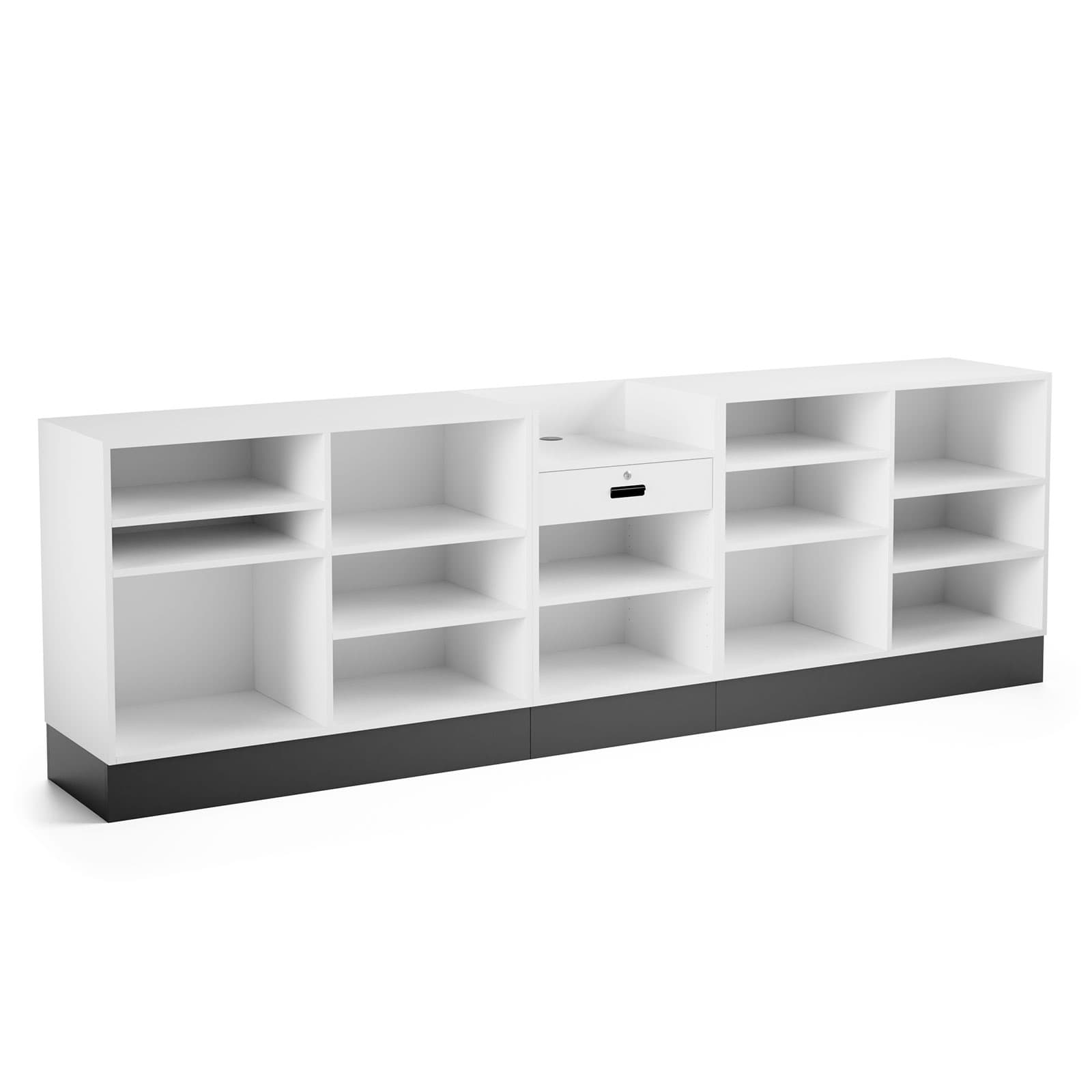 3-piece cash wrap includes a register stand with two storage counters