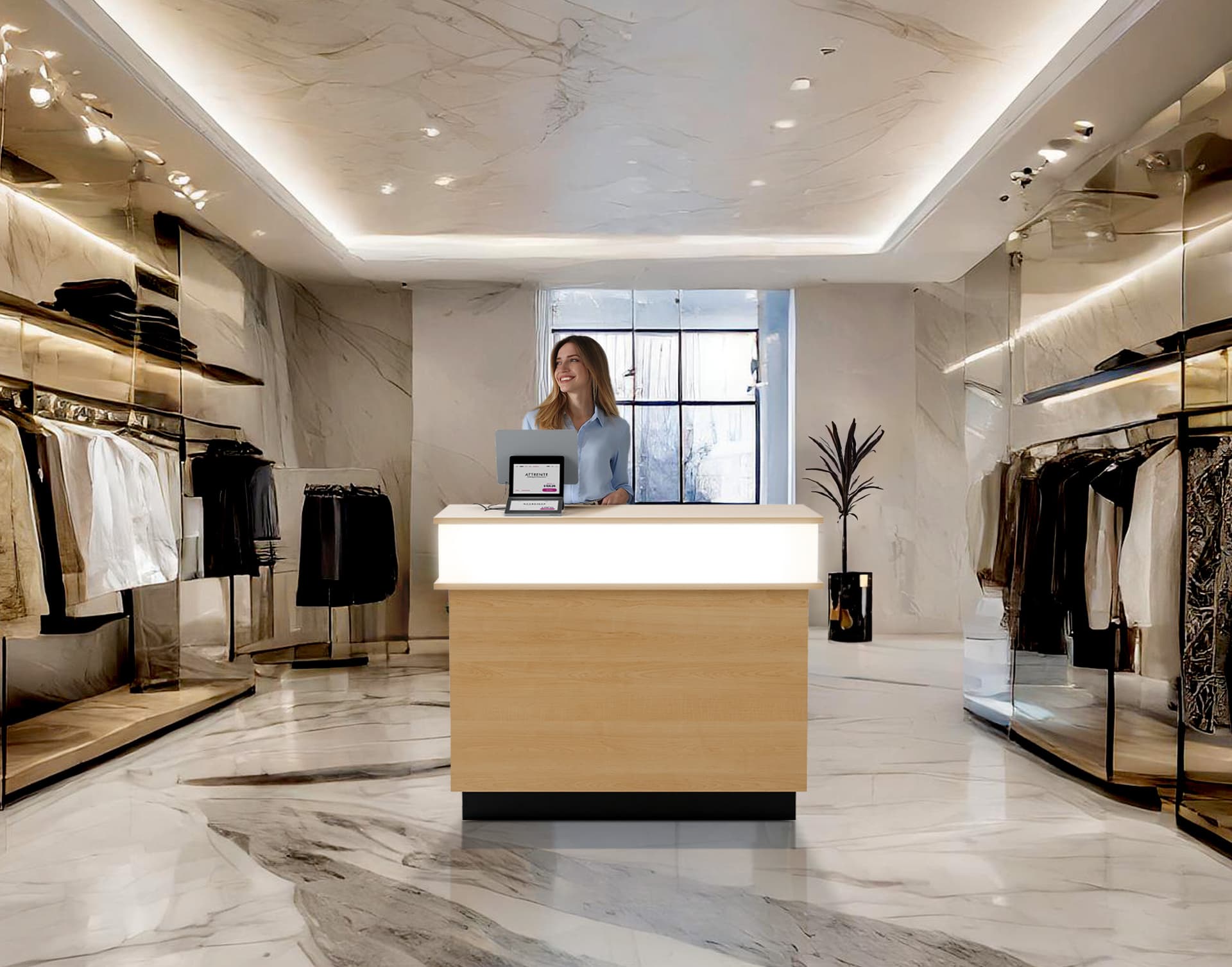 Retail cash wrap in retail setting