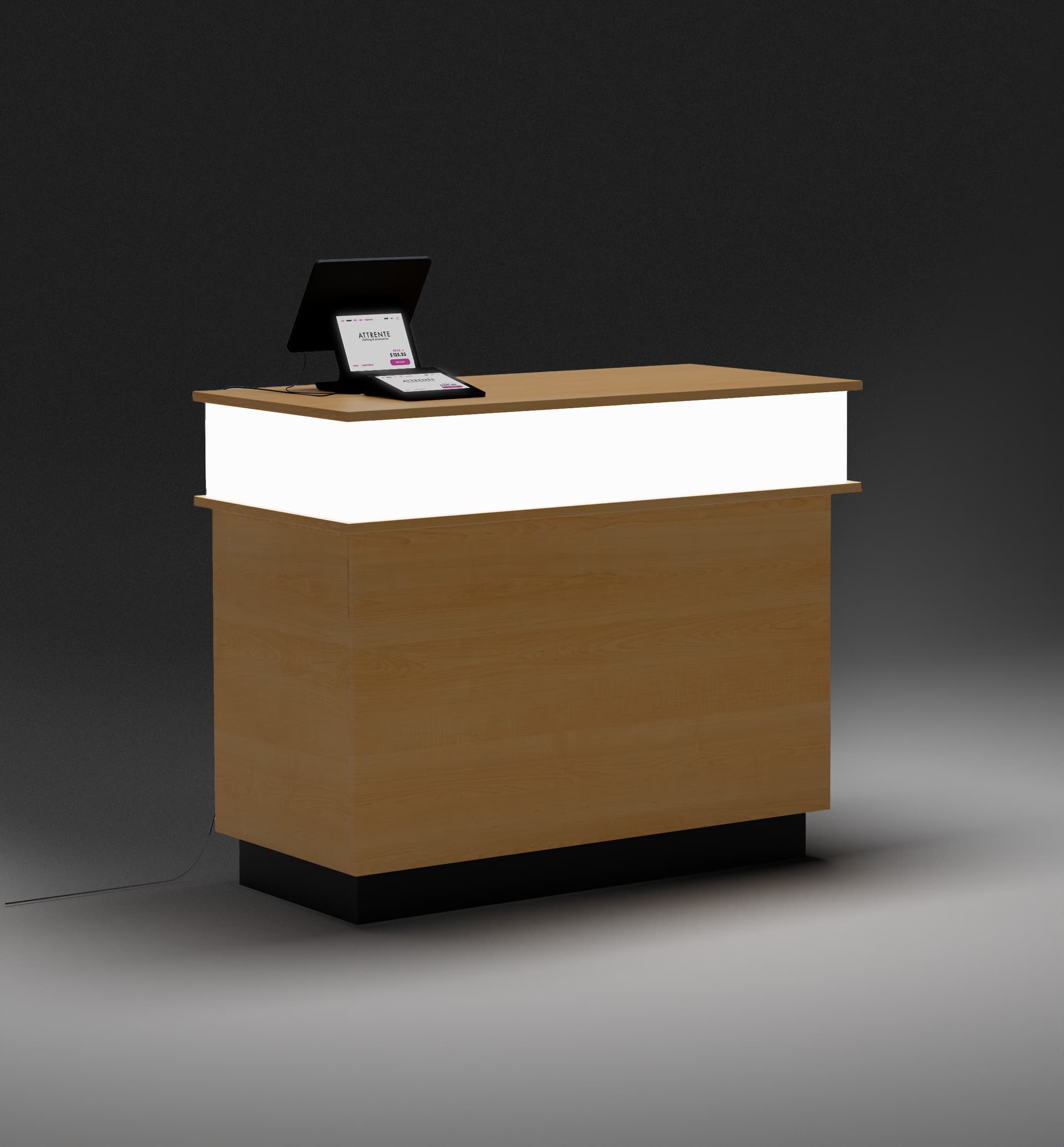 Retail cash wrap with color changing energy efficient LED lighting