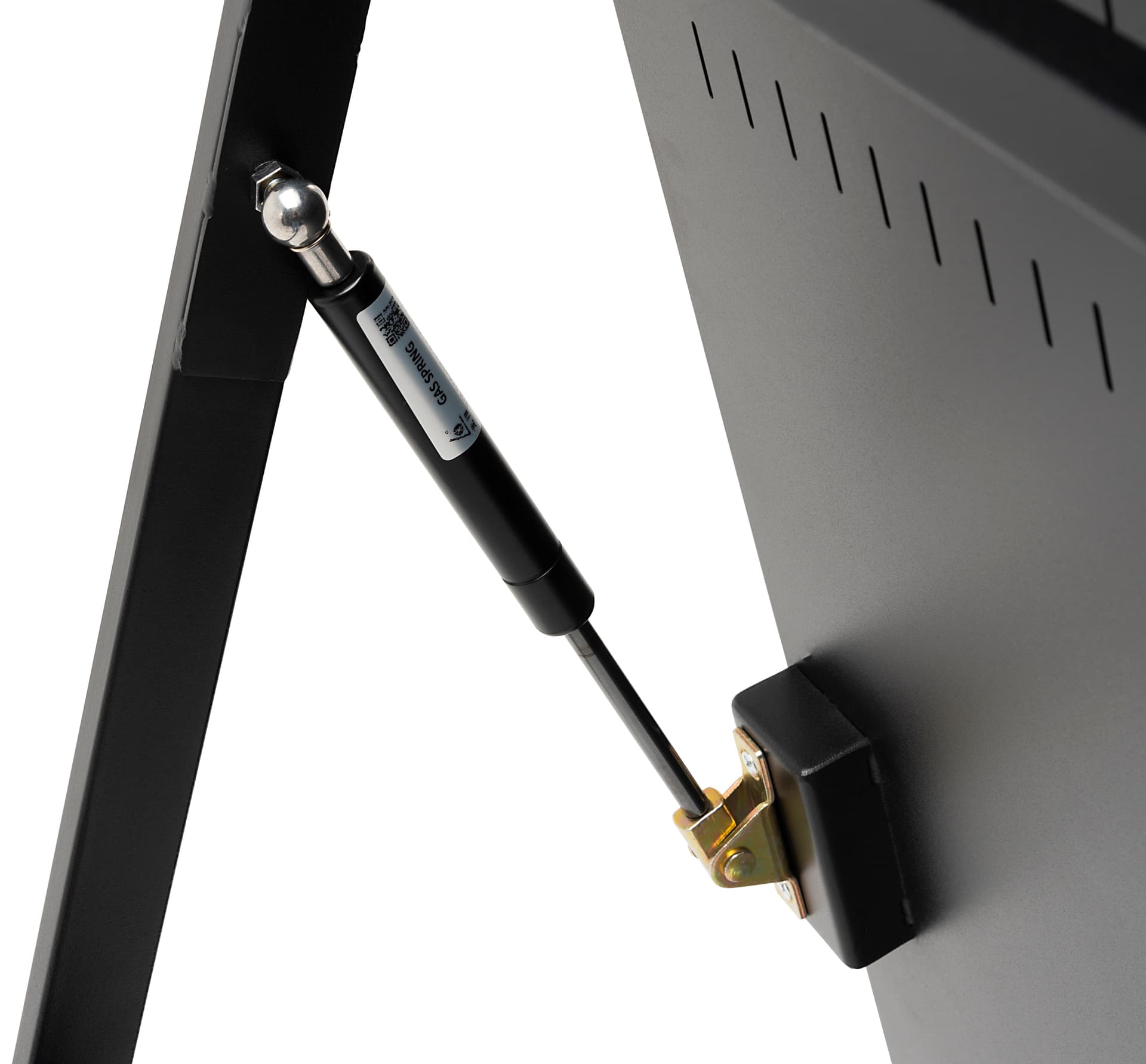 Digital sandwich board with piston hinges 