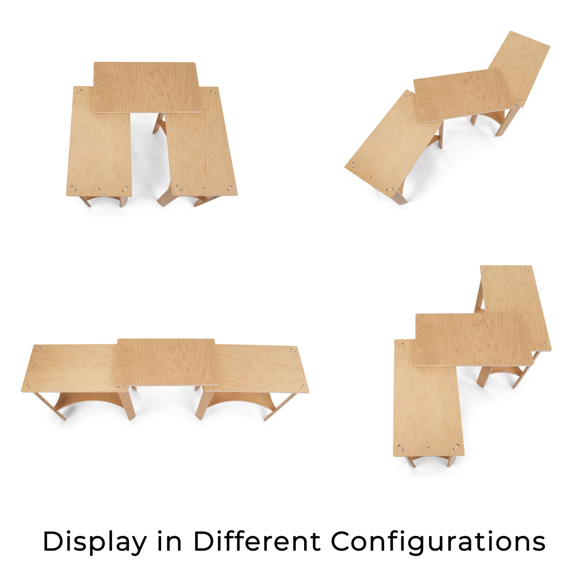 Collapsible wooden display tables with eco-friendly poplar wood construction 