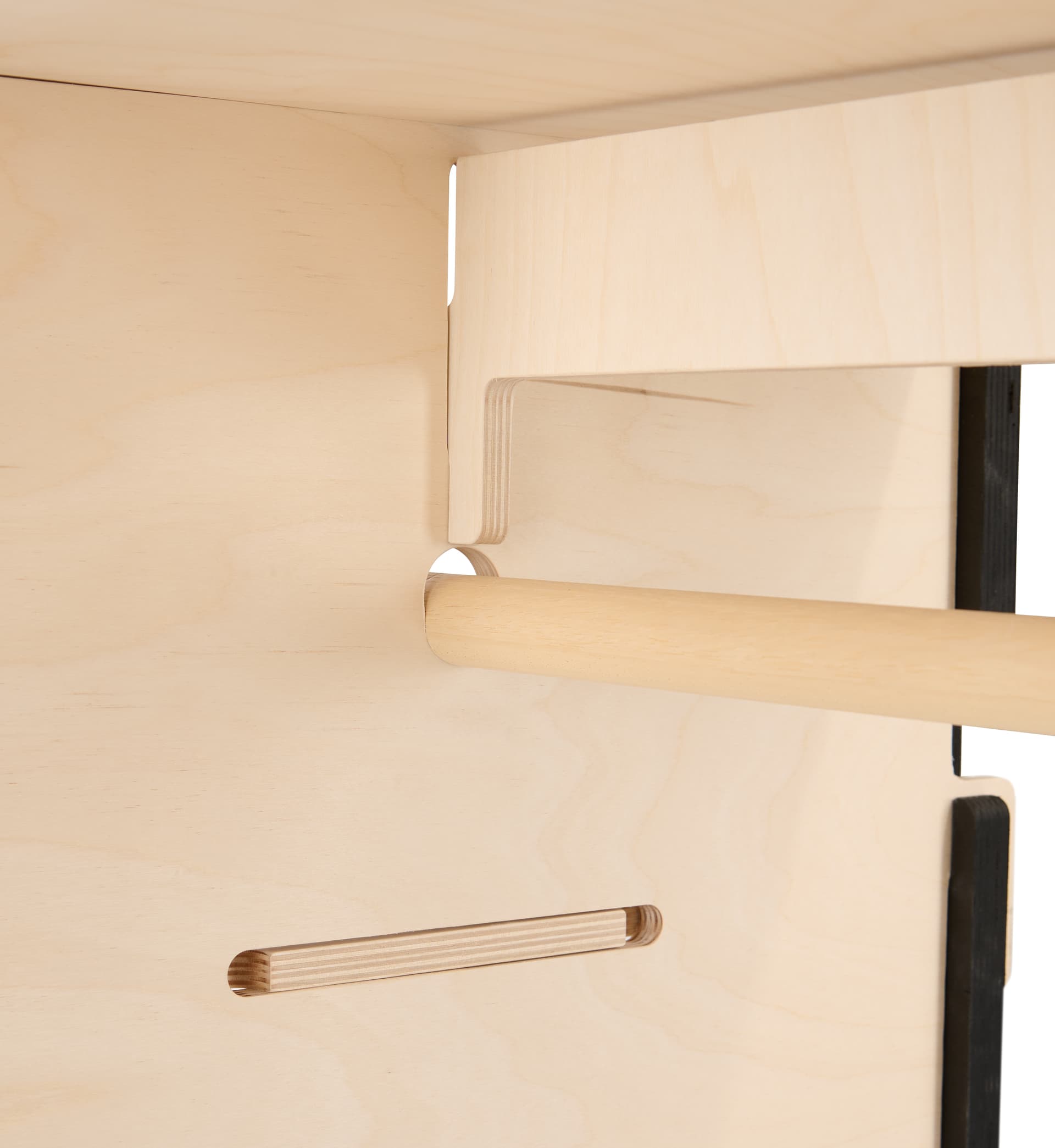 Clothing rack with shelves with water based color glaze  