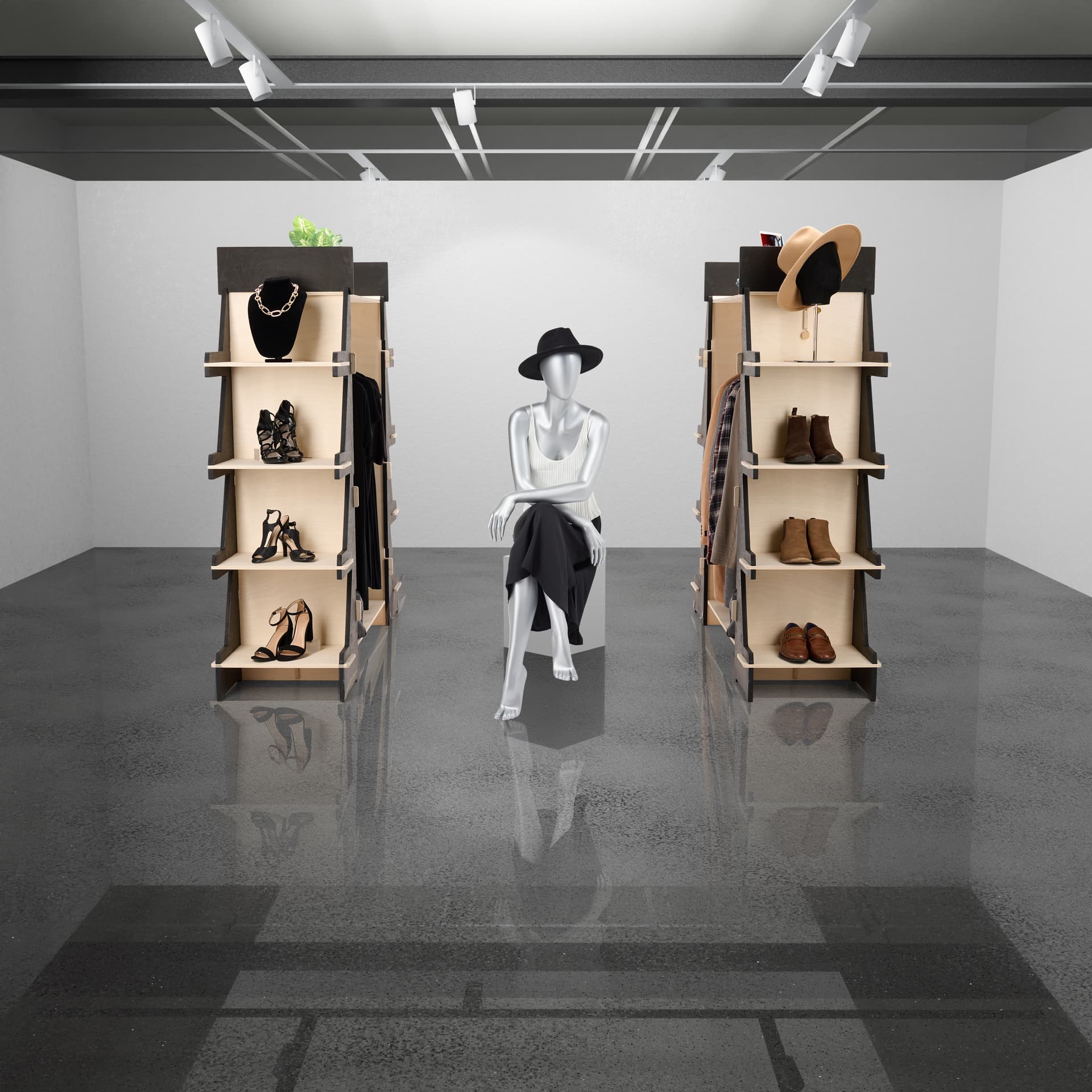 Clothing rack with shelves with 33 inch max weight capacity per shelf