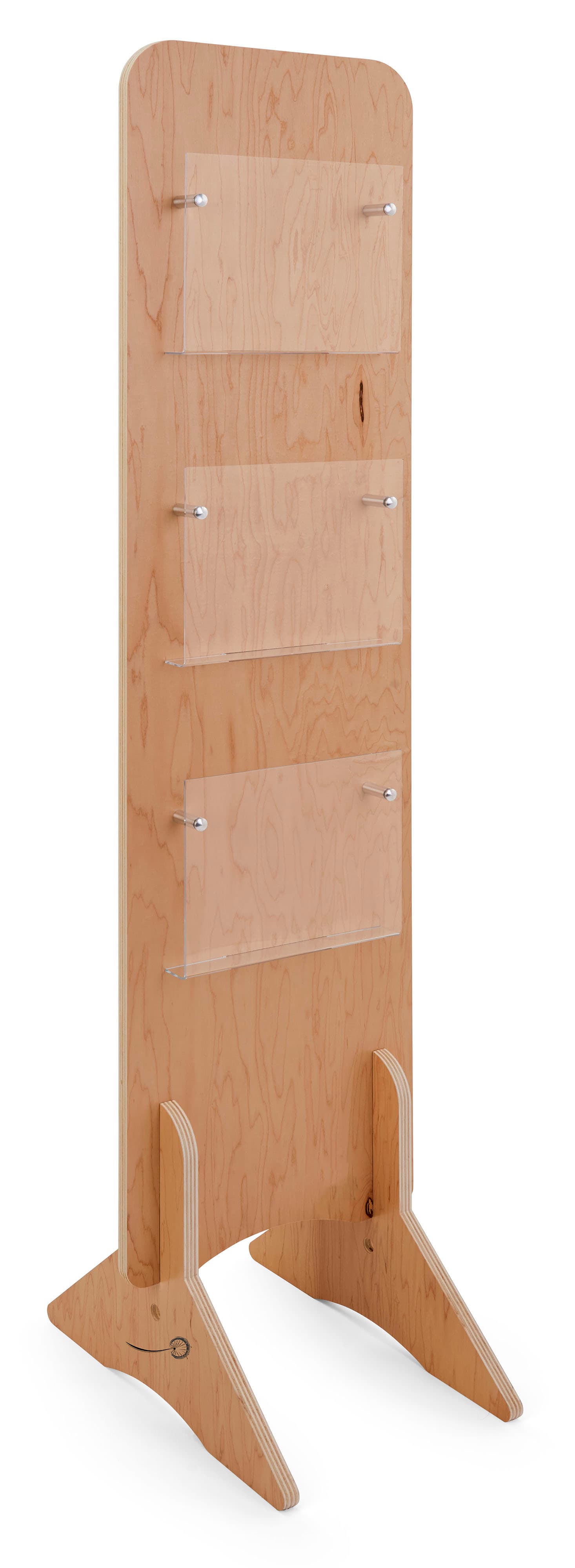 Knockdown wood literature stand with natural color design