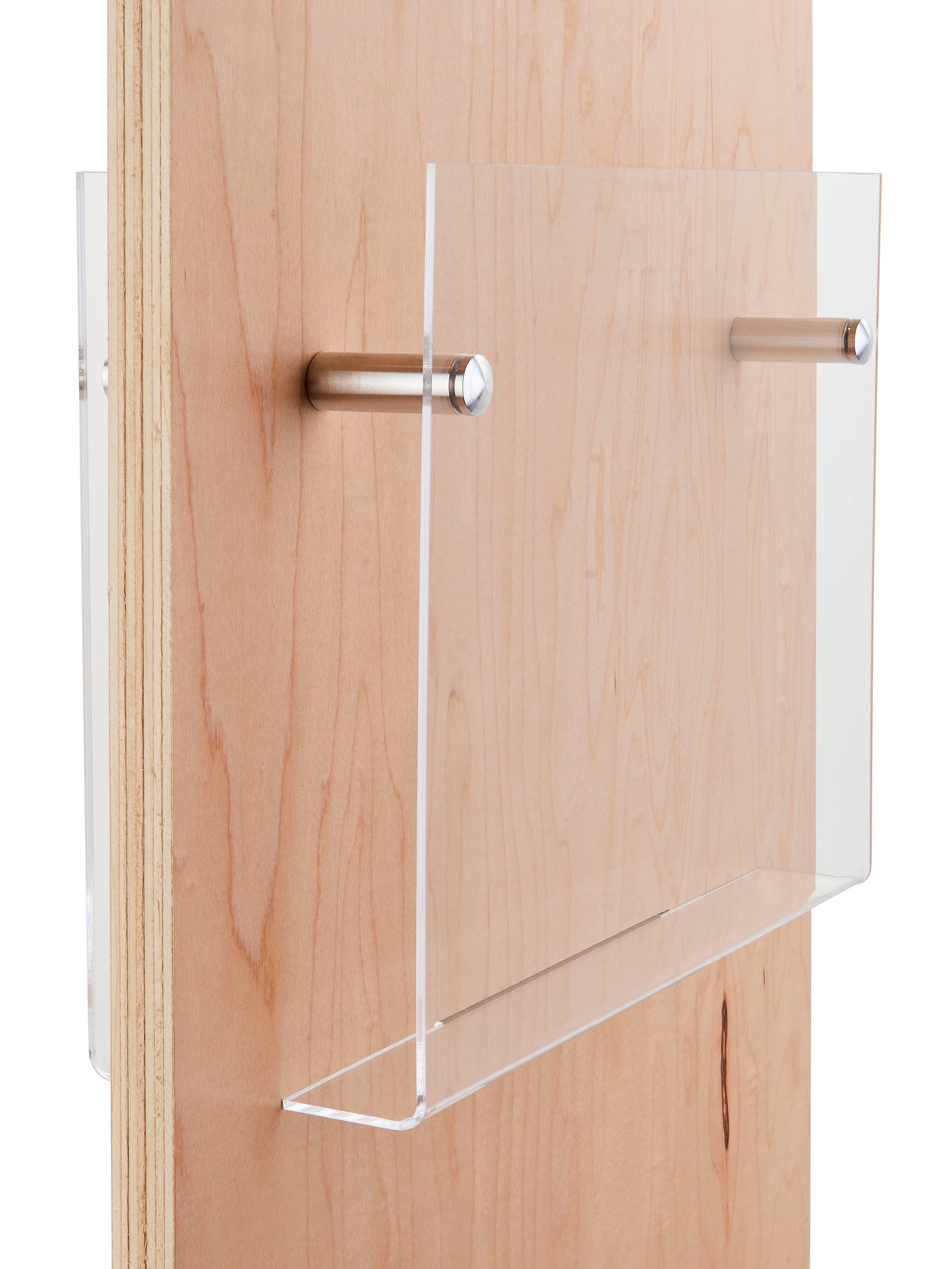 Knockdown wood literature stand with 6 clear acrylic pockets