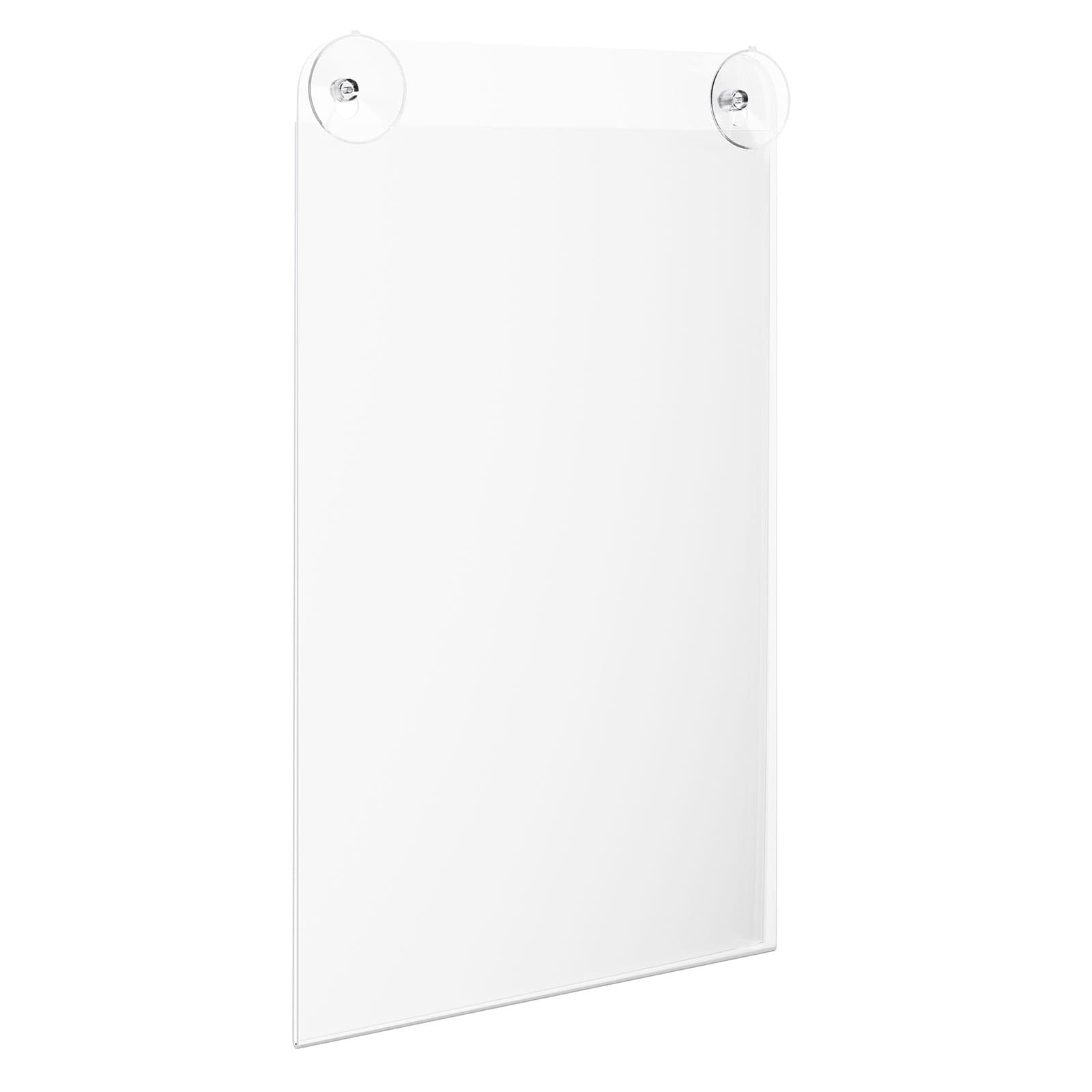 Glass mount sign holder in portrait format for ledger-sized inserts