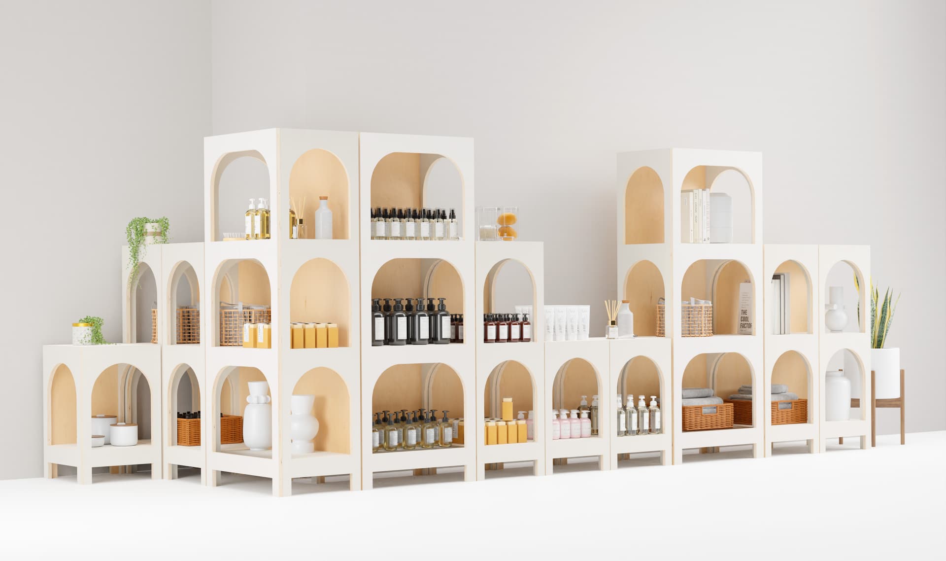 Arch display shelf offered in various sizes