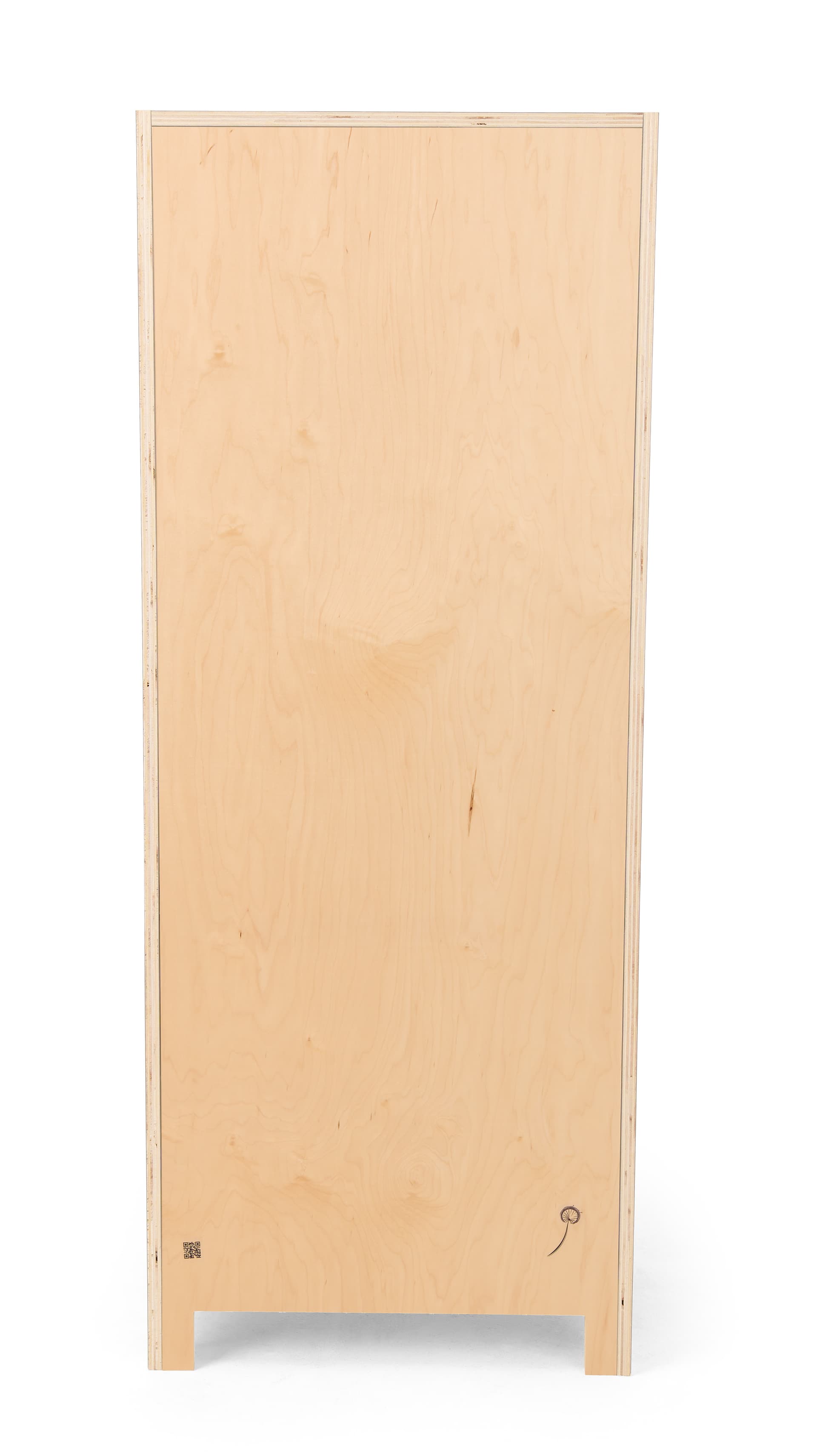 Arch display shelf with natural wood grain backside 