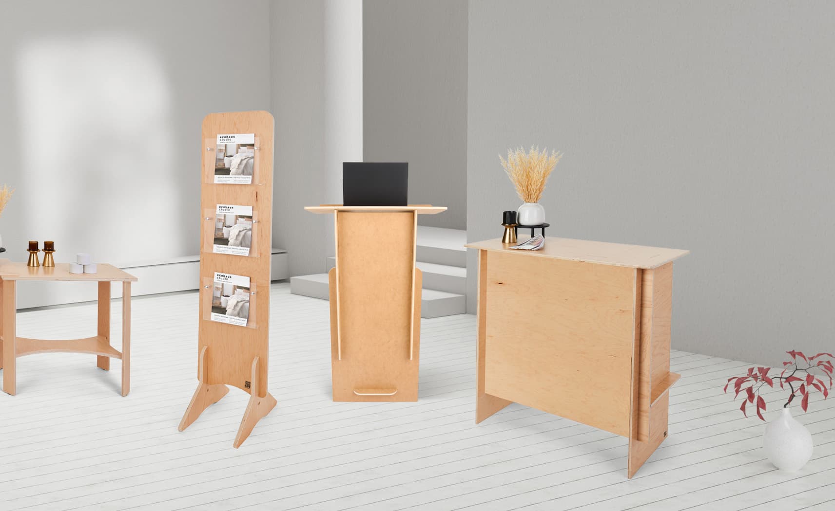 Portable podium in beautiful natural wood finish