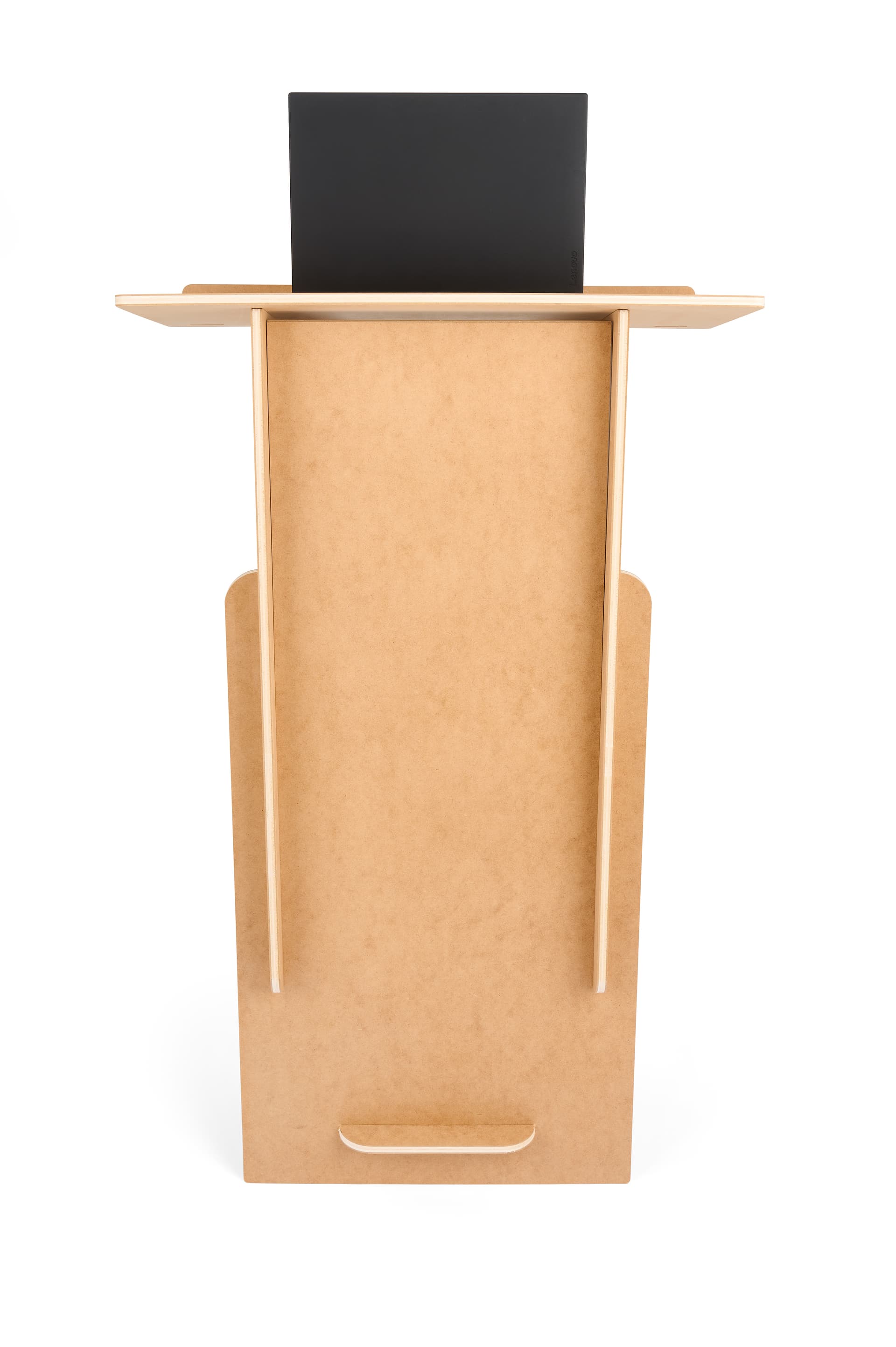 Portable podium with natural finish