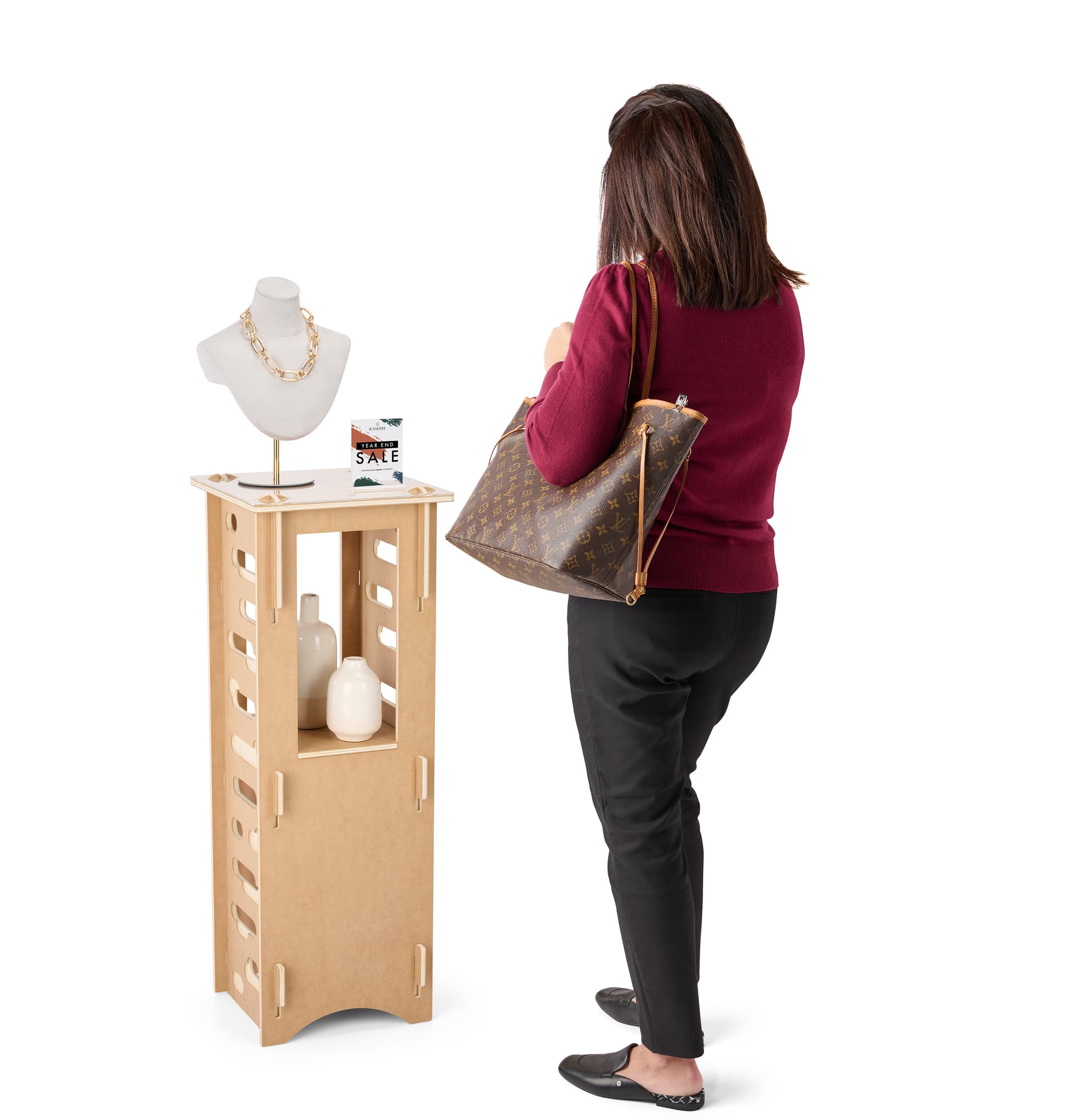 Wooden display pedestal made of FSC certified wood materials