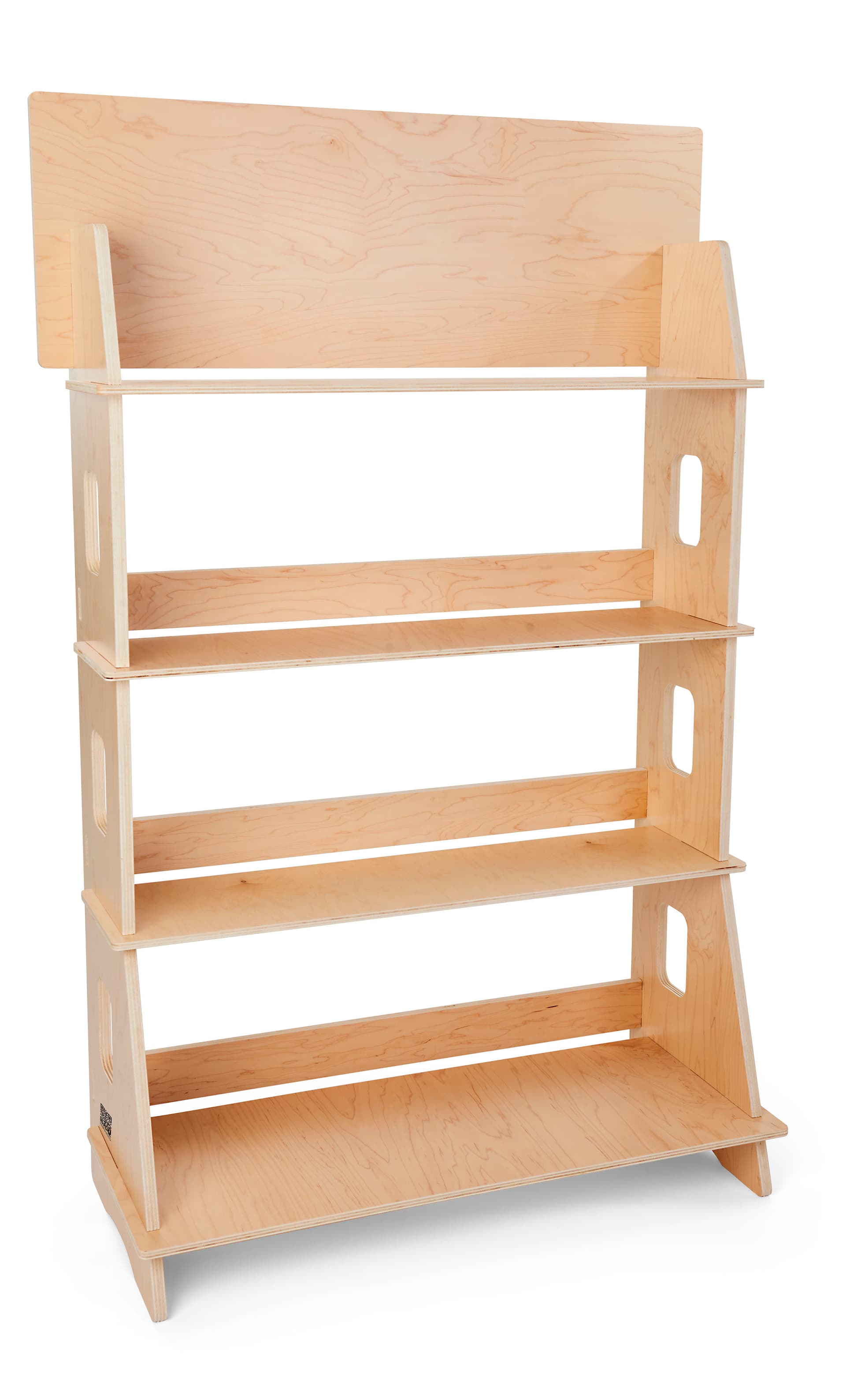 Wooden knockdown shelf merchandiser with 15 inch shelf clearance 