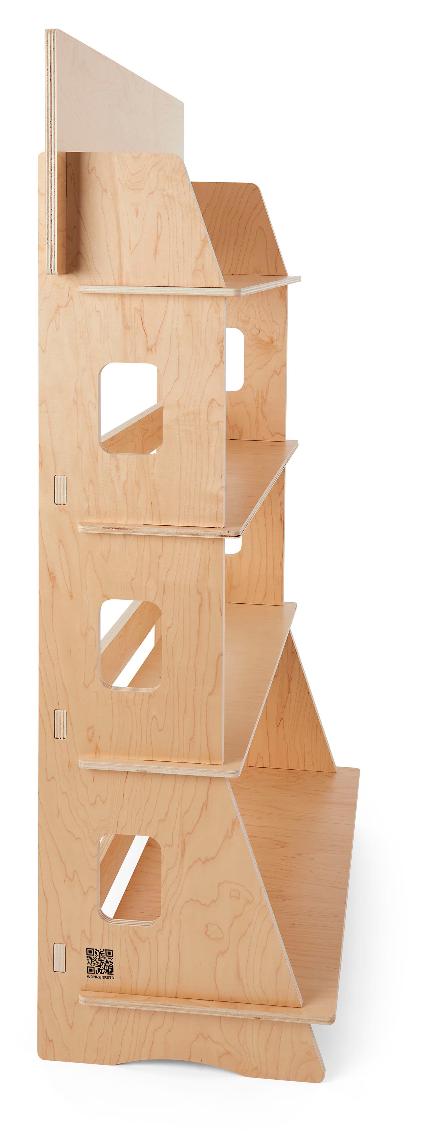 Wooden knockdown shelf merchandiser with floor standing placement 