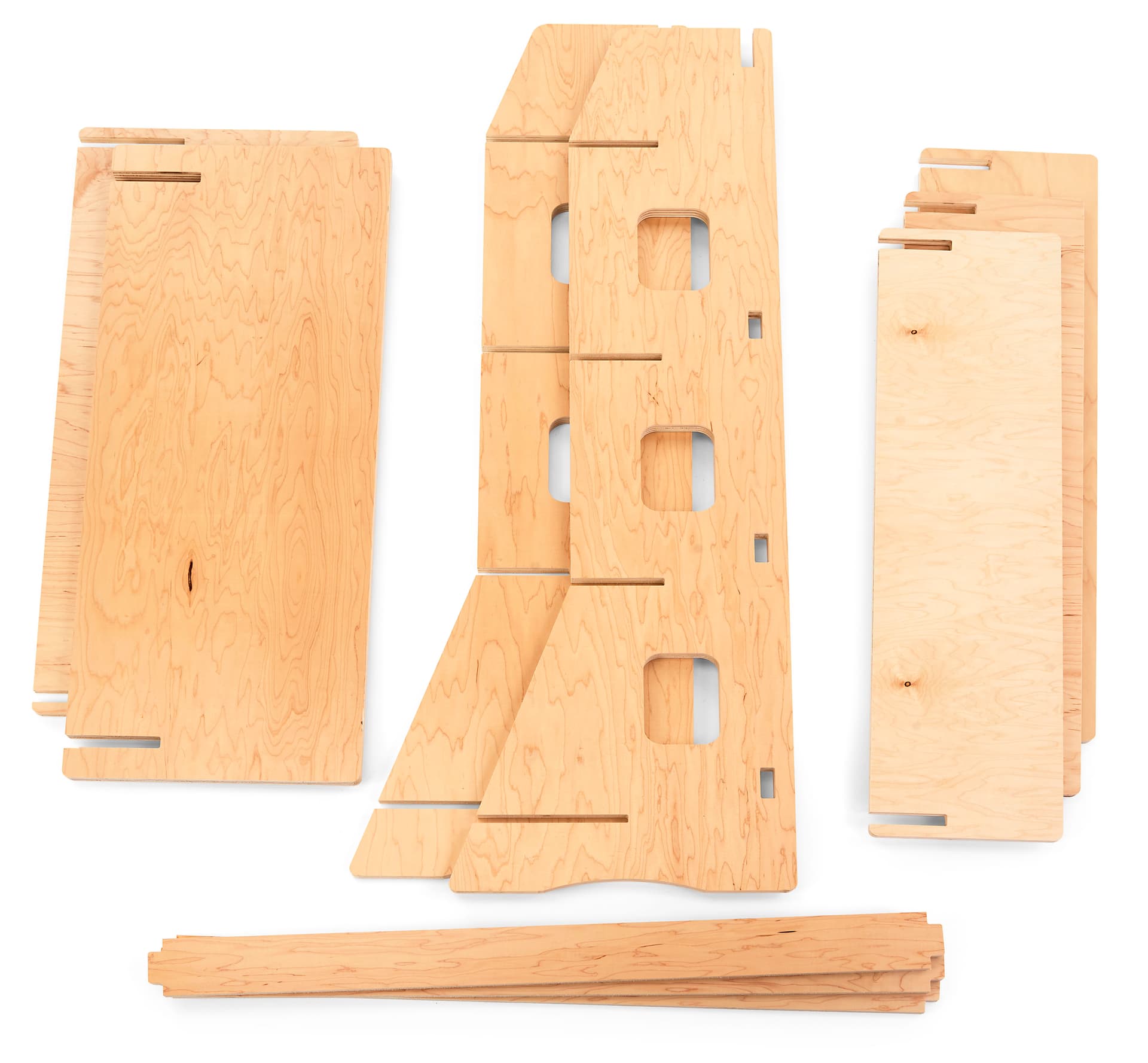 Wooden knockdown shelf merchandiser with flat pack design 