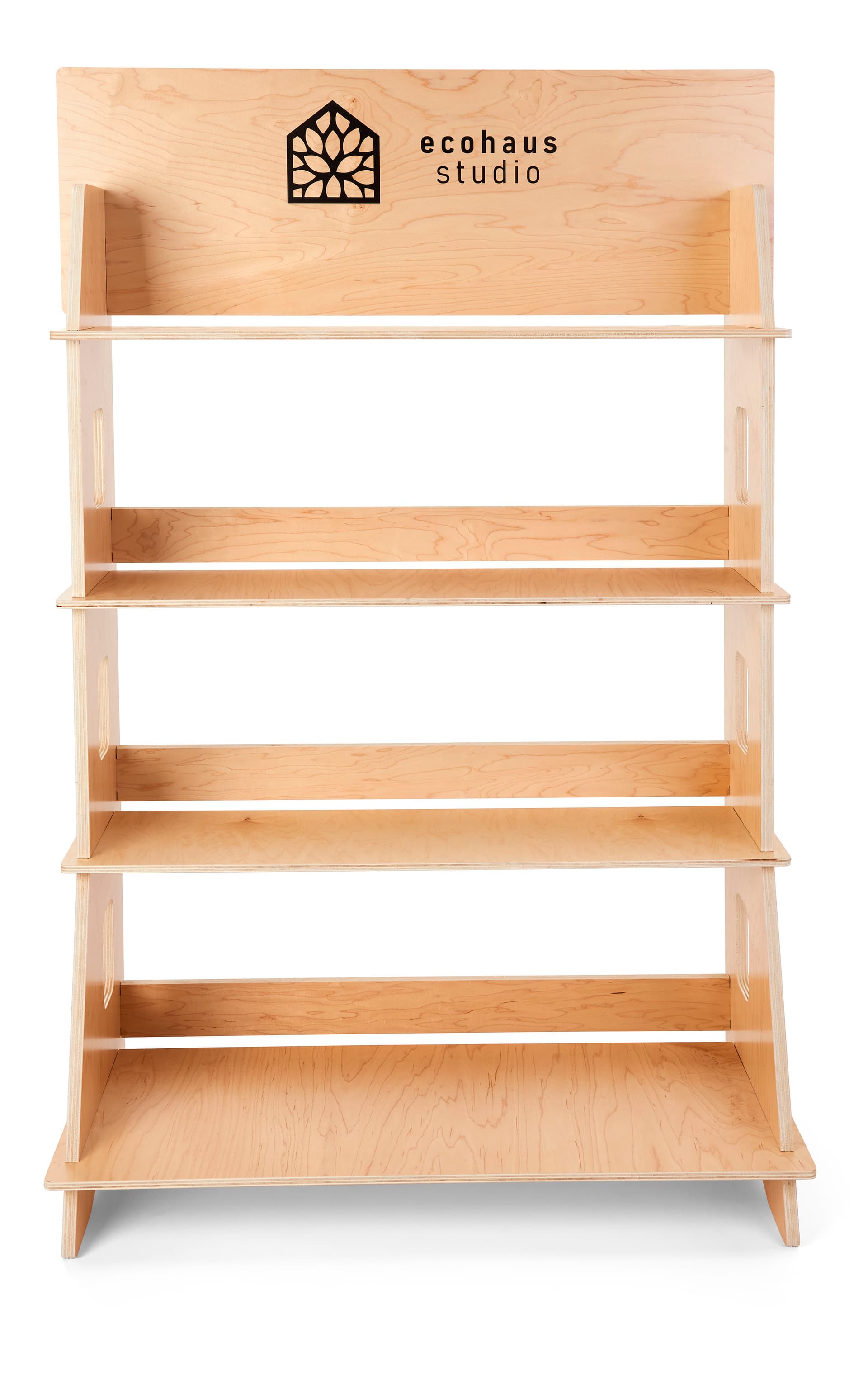 Custom-printed wooden shelf stand with 15 inch shelf clearance 