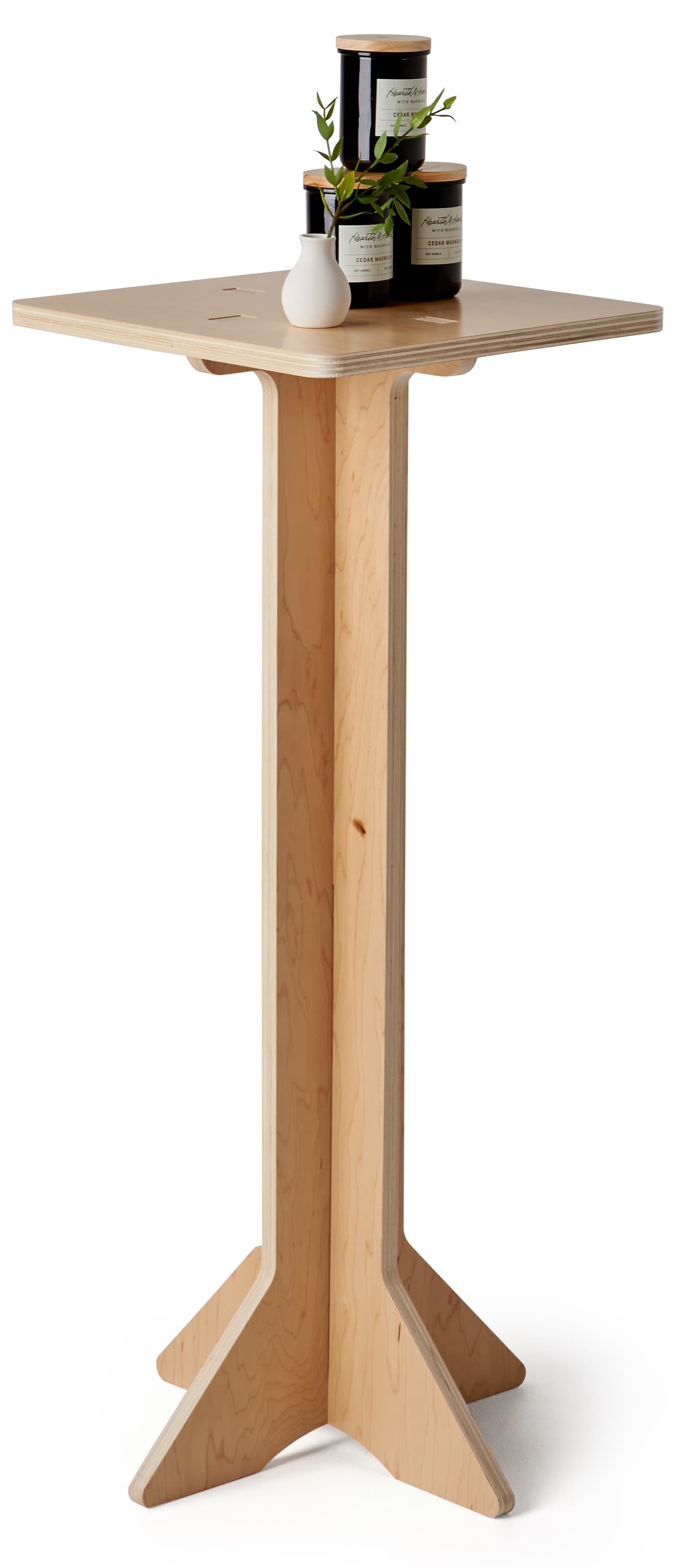 Flat pack retail table with 16 x 16 tabletop