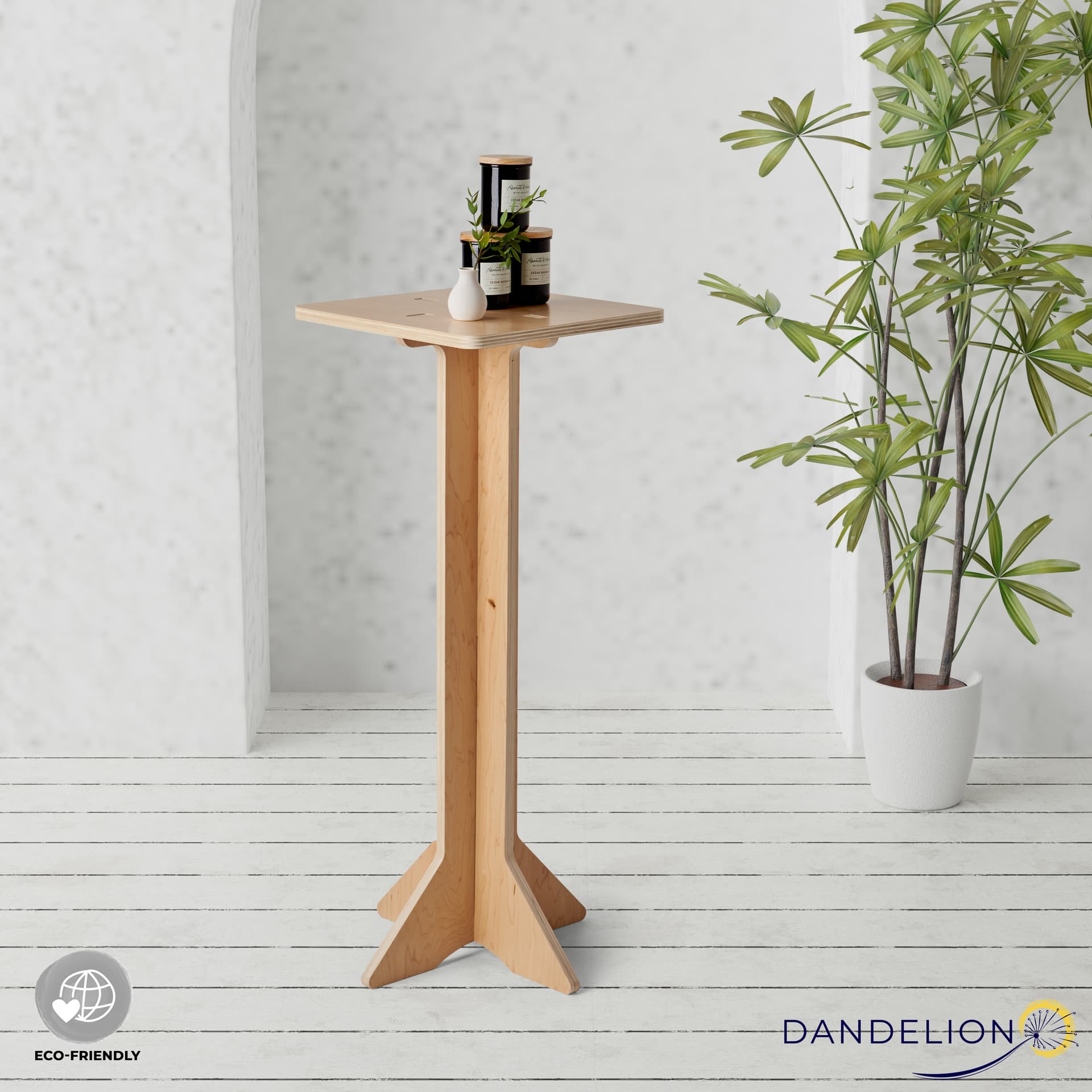 Flat pack retail table with modern and minimal aesthetic 
