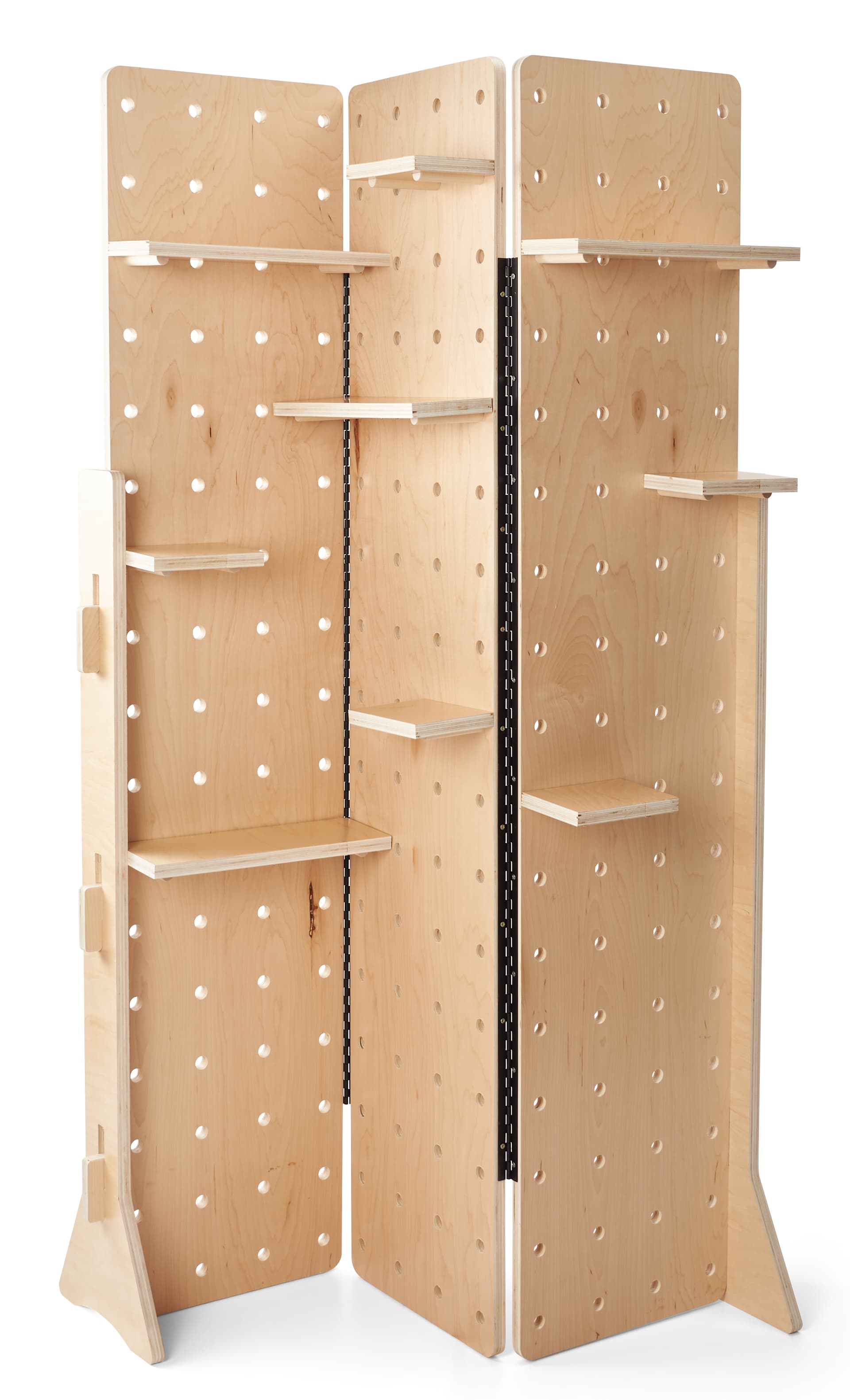Folding pegboard display with no tools required