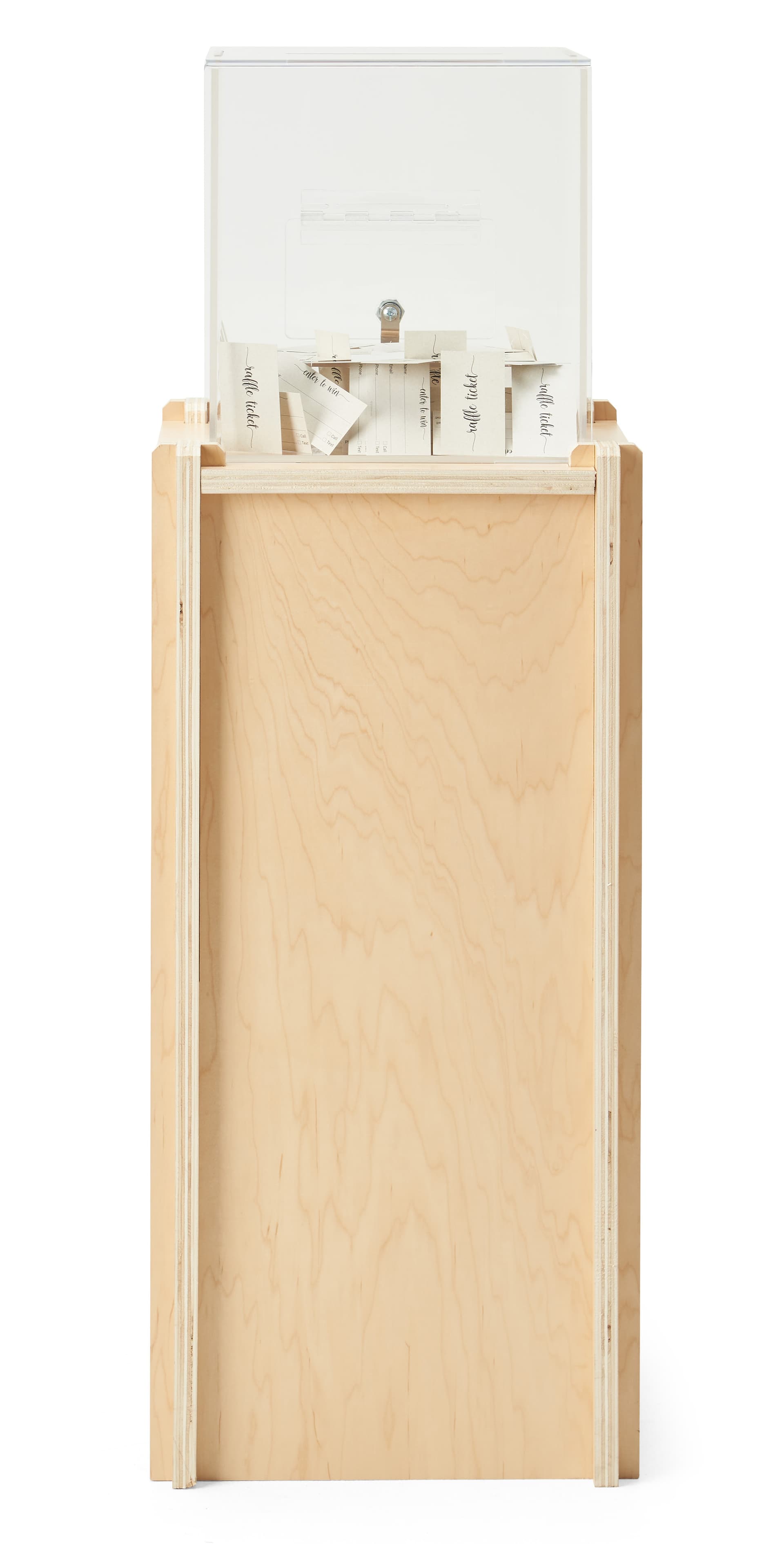 Floor standing donation box with eco-friendly poplar wood build
