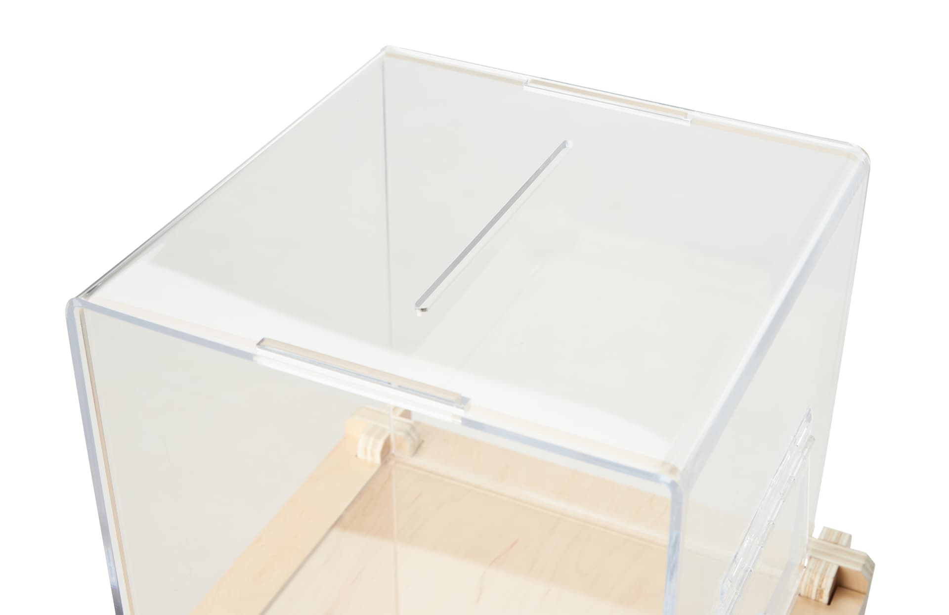 Custom printed donation box with 7 inch wide slot