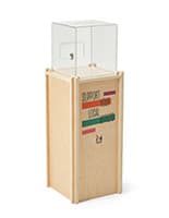 Custom printed donation box with floor standing placement style