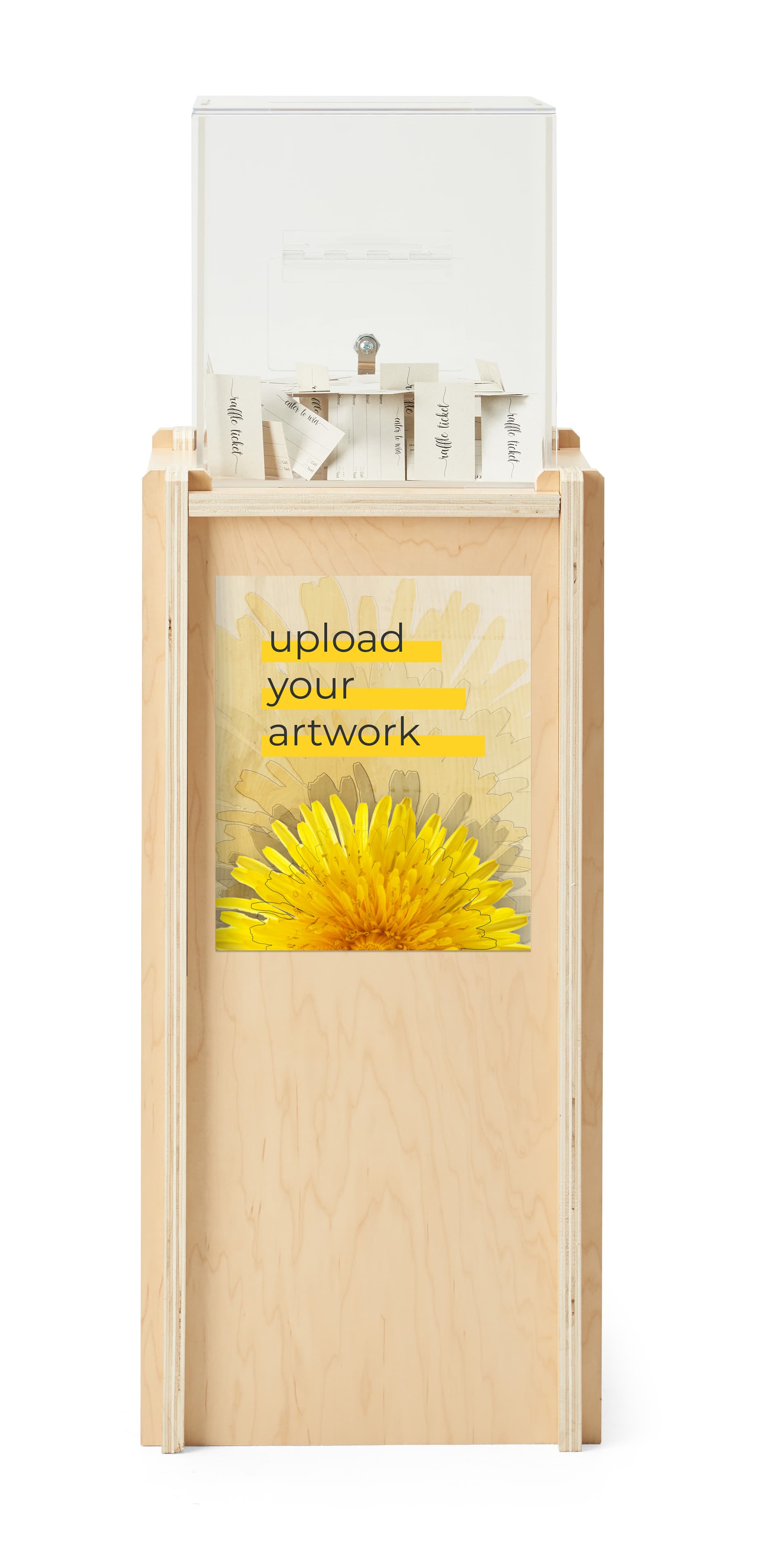 Custom printed donation box with personalized graphics