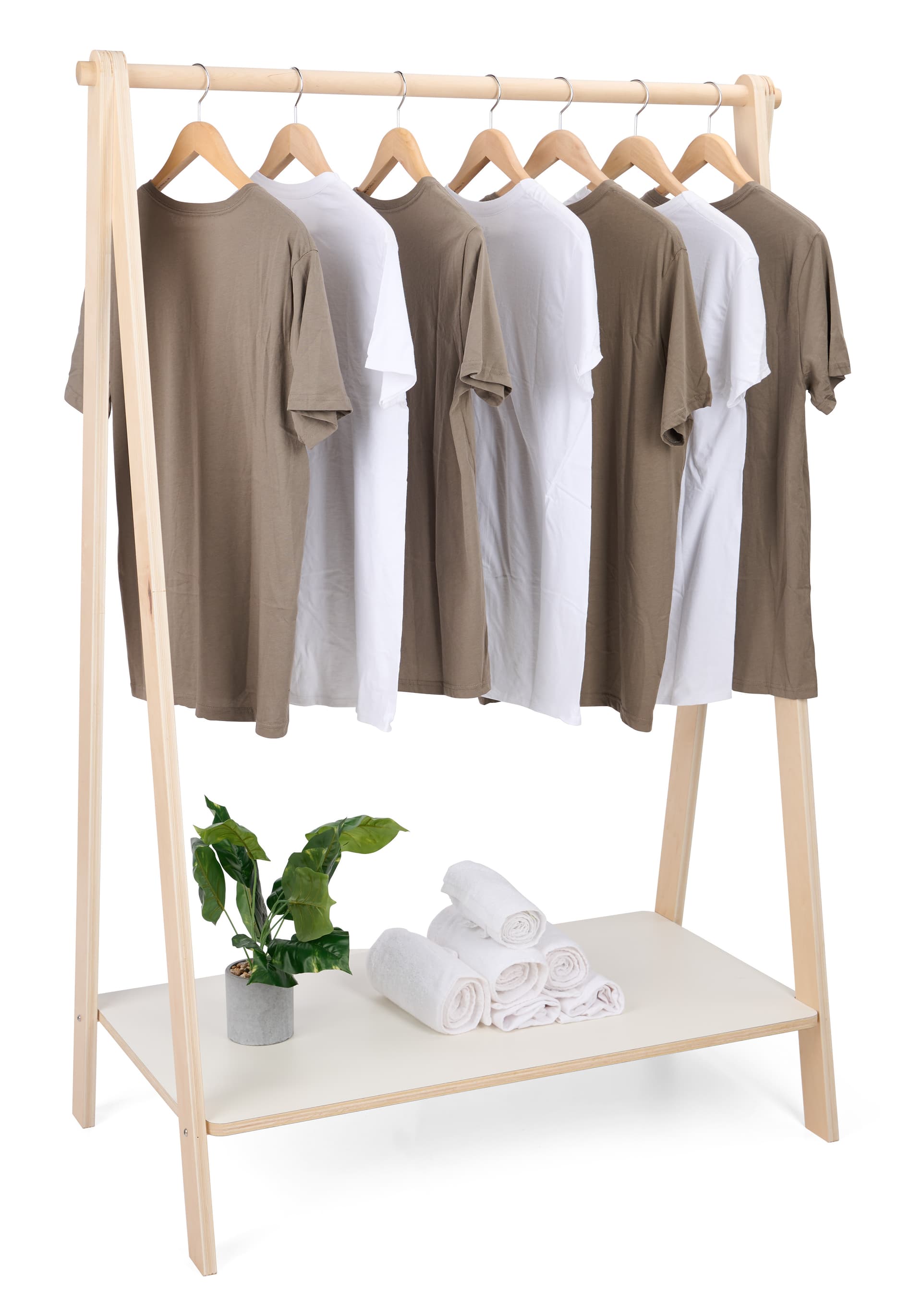 Wooden Clothing Rack with 45lbs Bar Weight Capacity