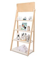 White Ladder Shelves with Wood Dowels  