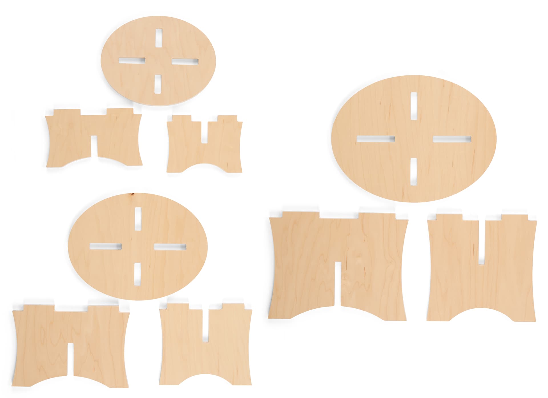 Wood display risers with no hardware need for assembly