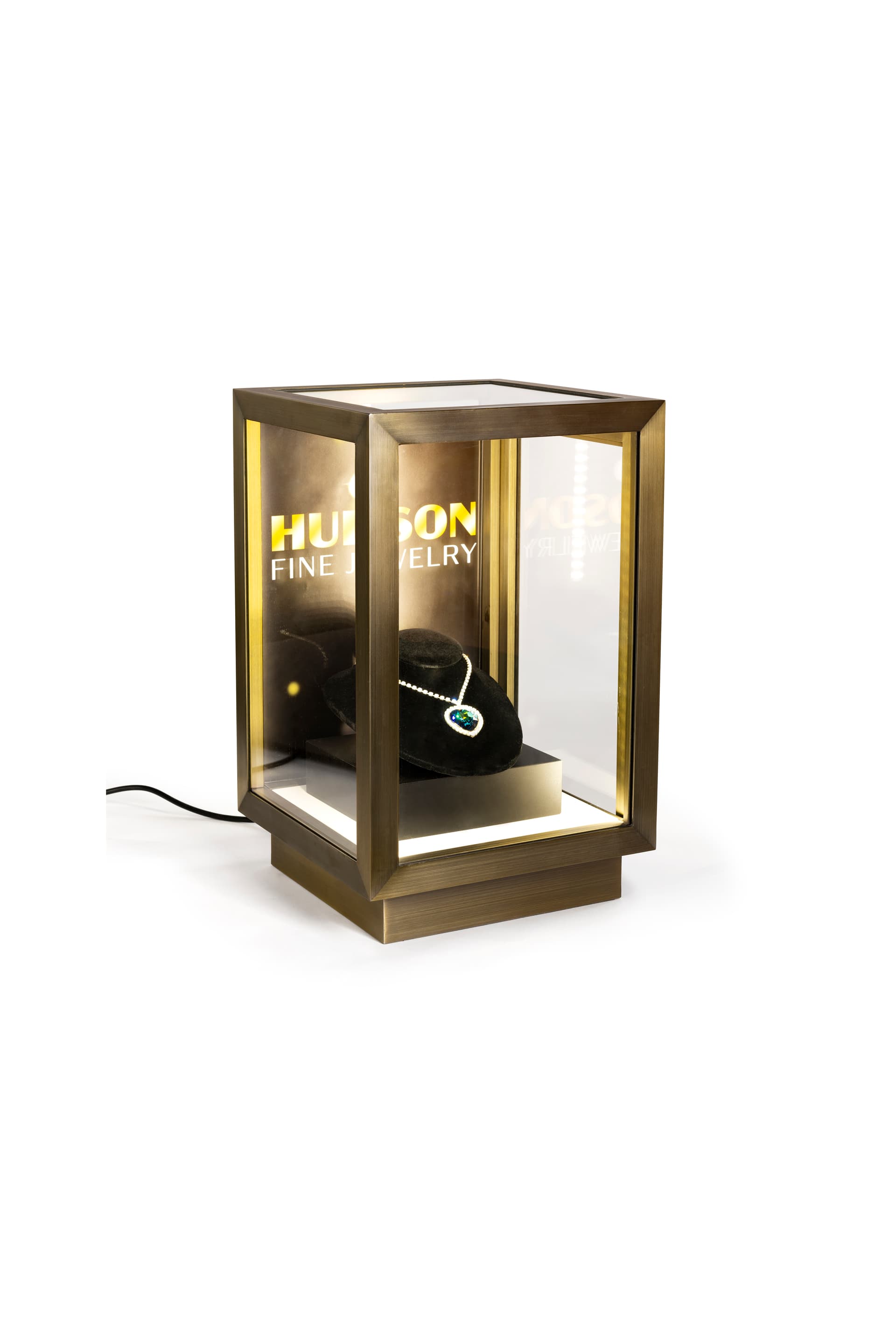 Museum-style square glass curio box