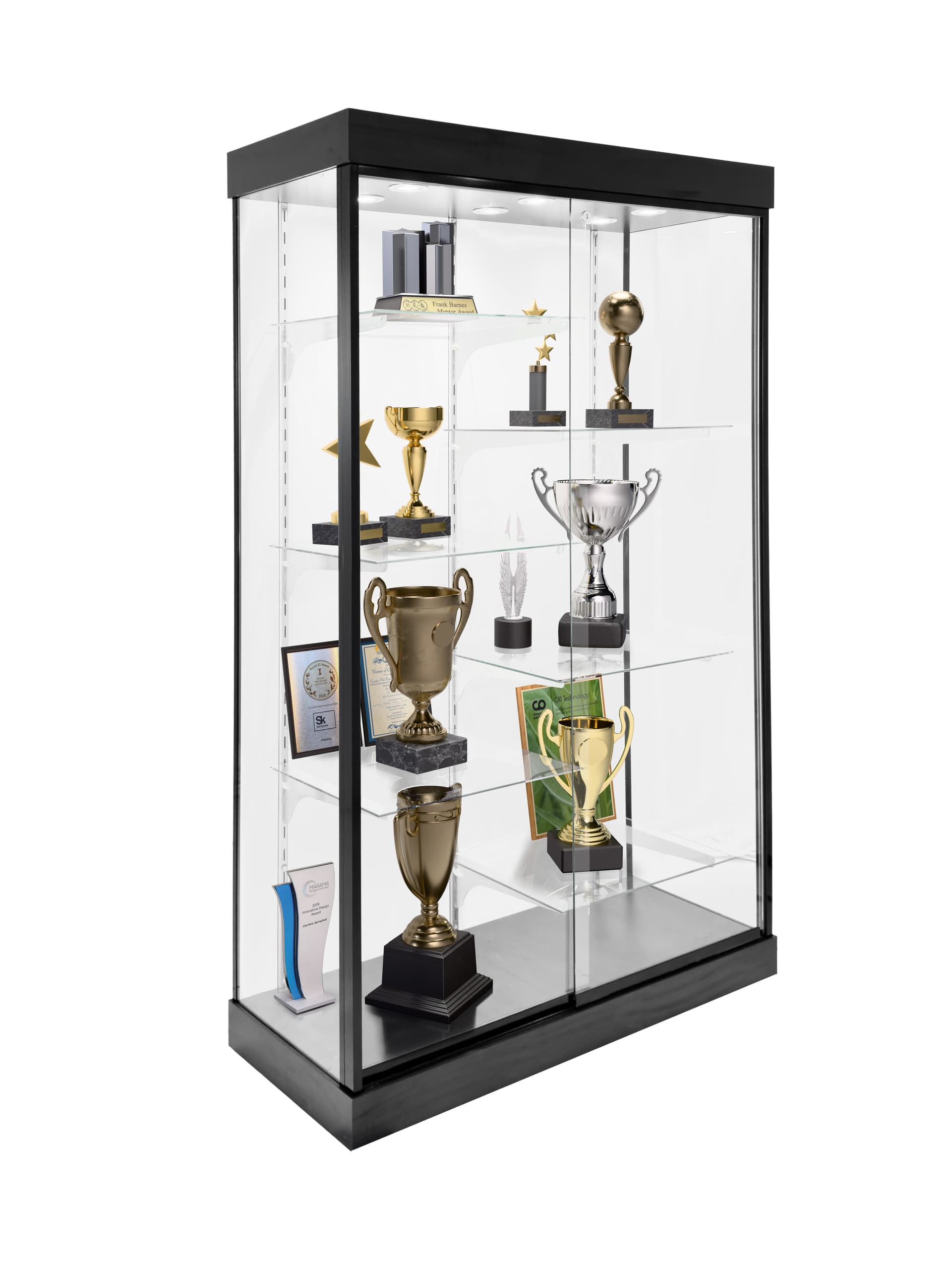 LED glass display cabinet with tempered glass