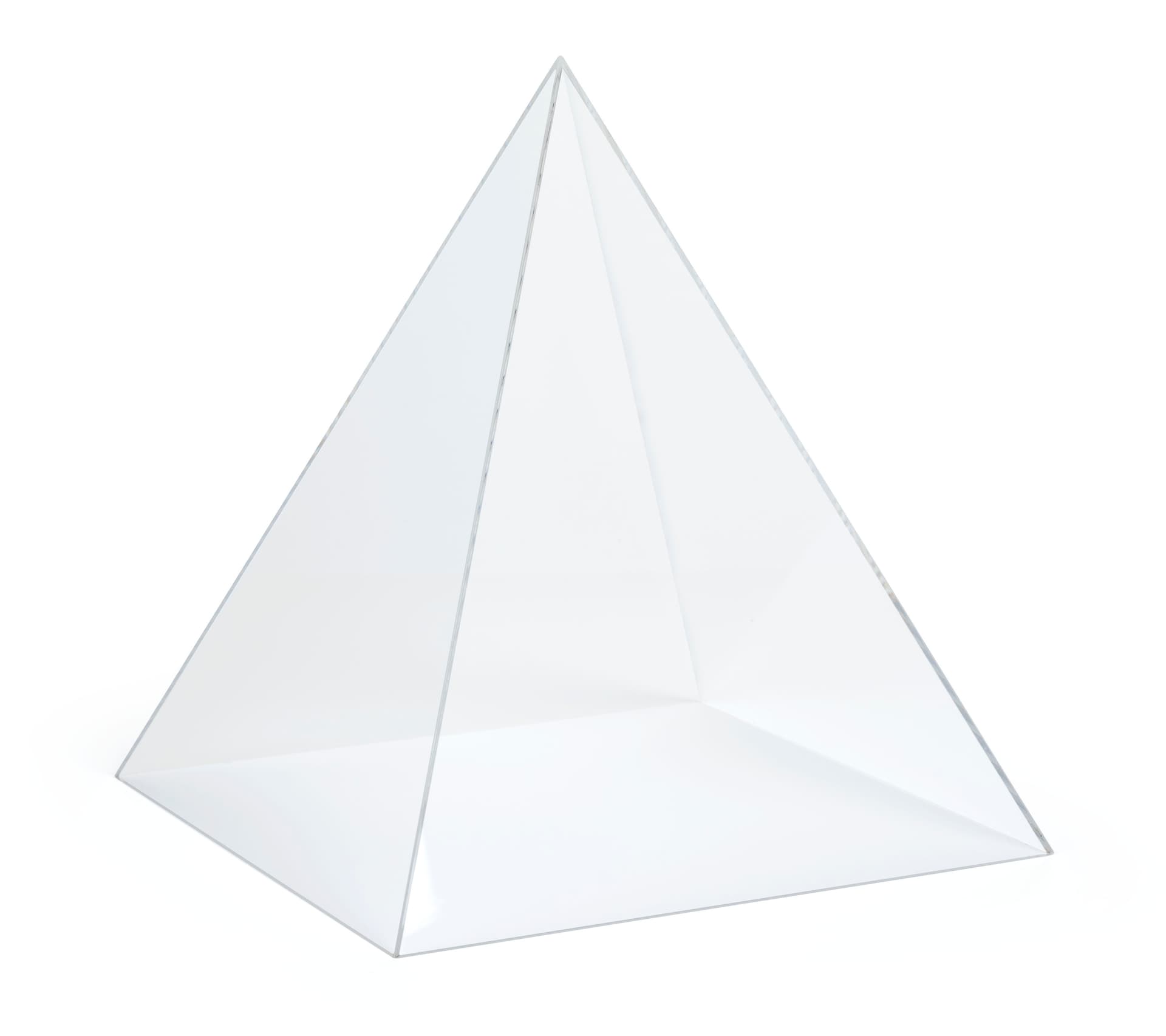 Acrylic pyramid box with lift off loading style