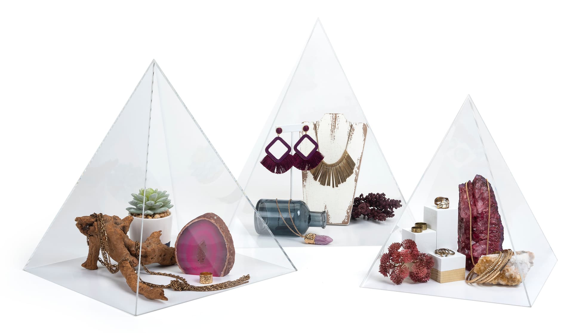 Acrylic pyramid box designed to sit counter top