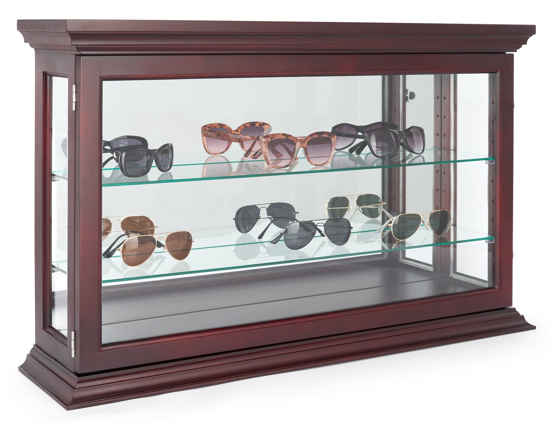 Mirrored curio cabinet with countertop placement